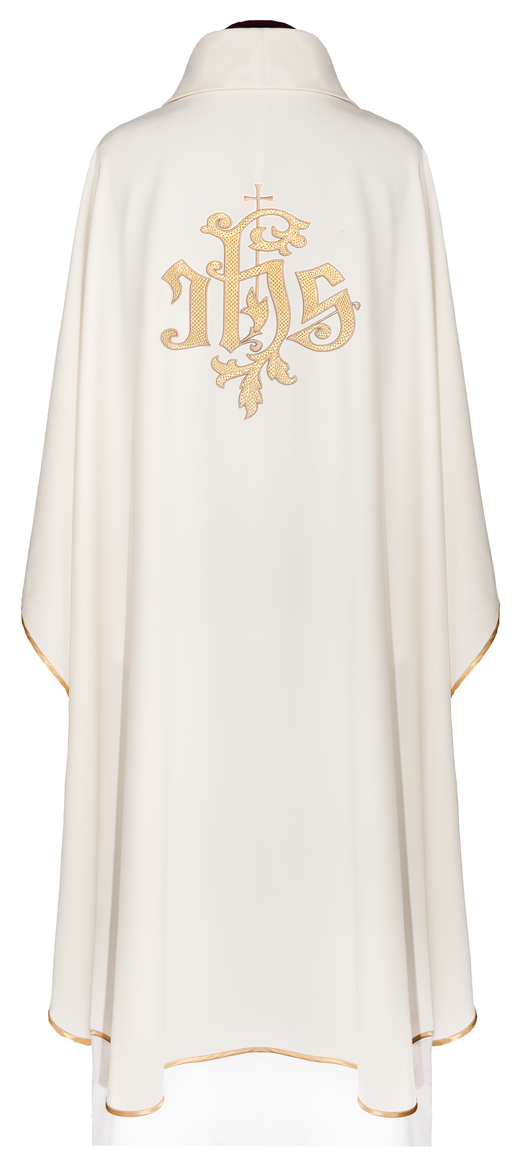 Ecru chasuble with golden IHS embroidery - CHASUBLES.COM
