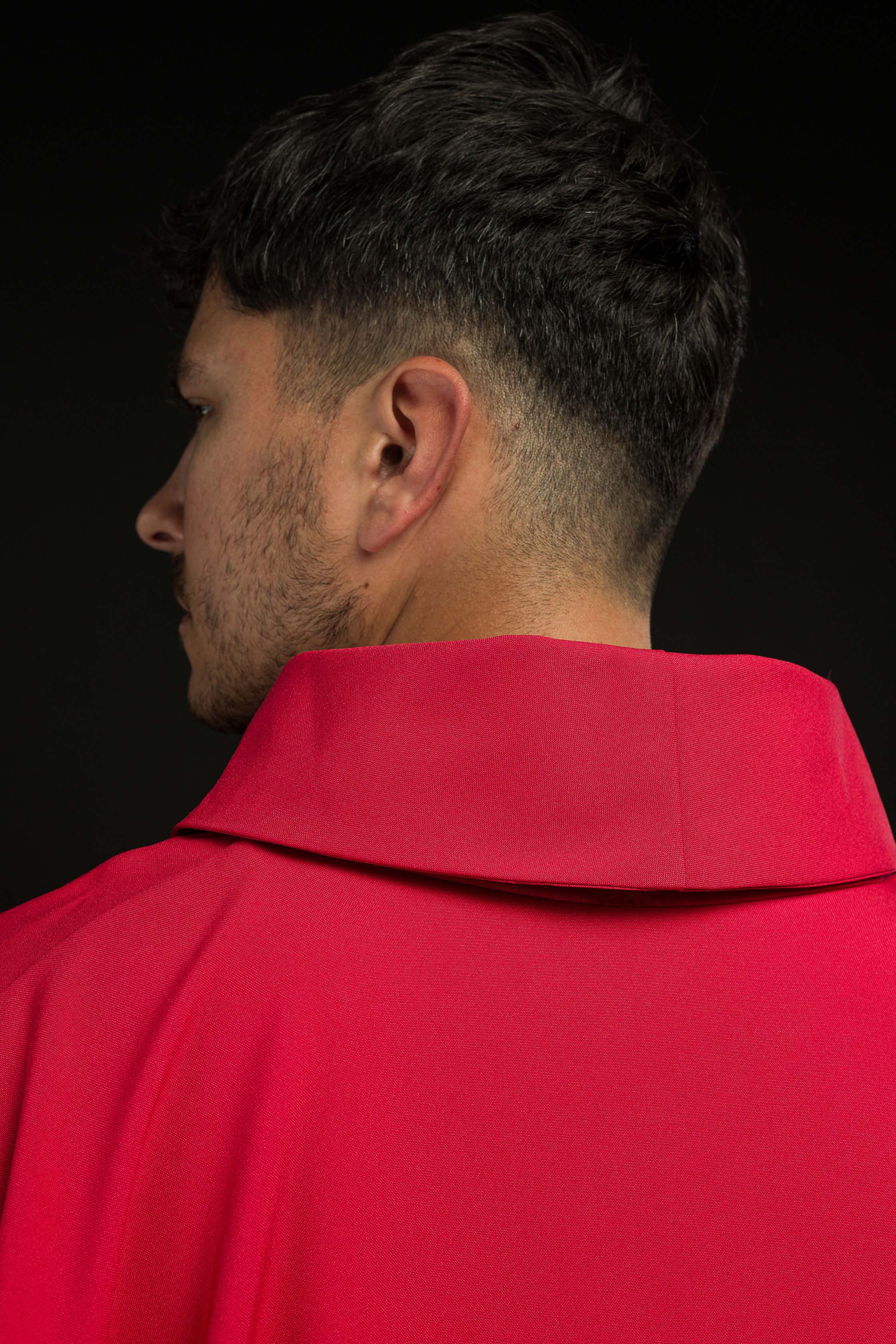 Chasuble embroidered with IHS symbol in red - CHASUBLES.COM