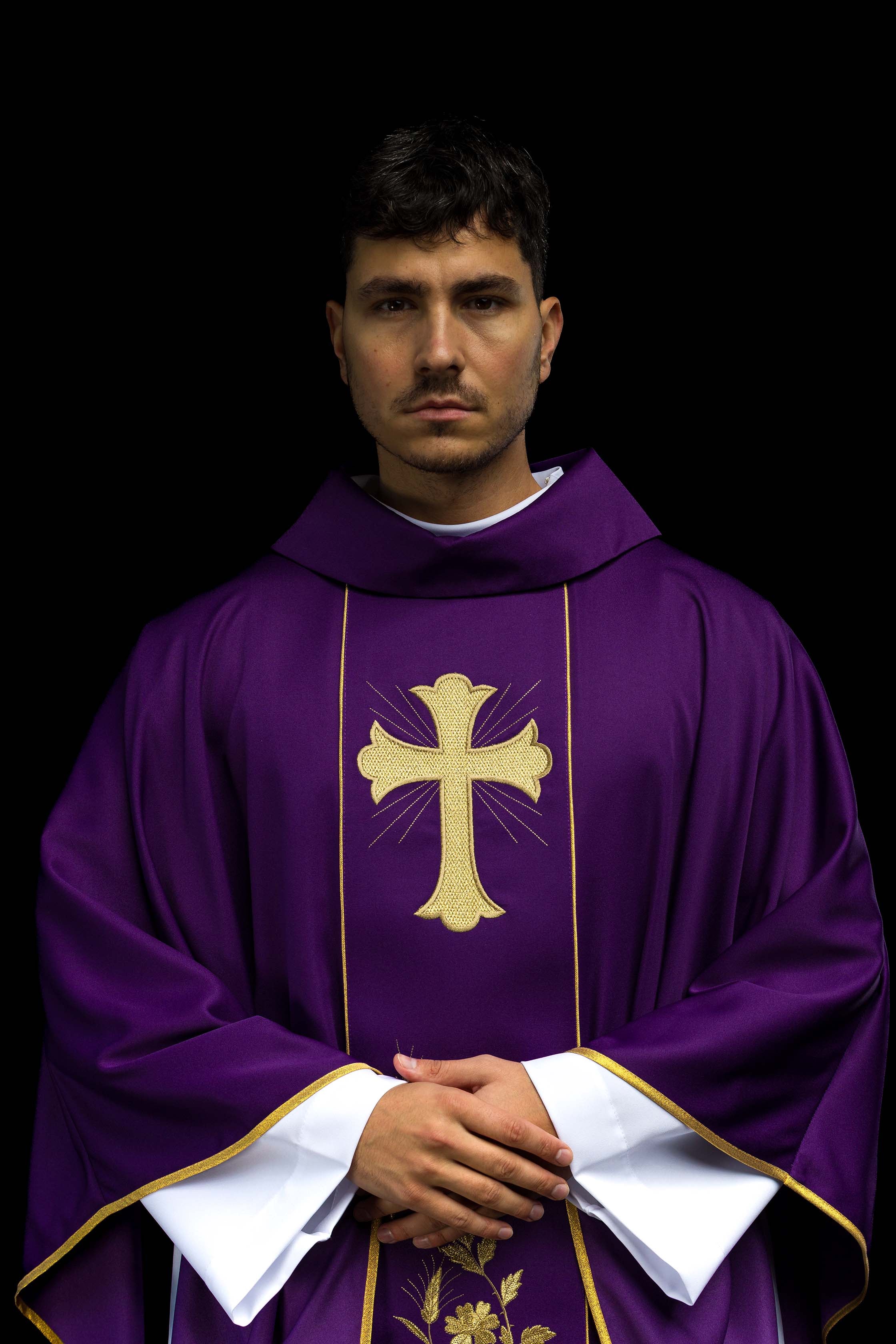 Chasuble Cross and Ears of Wheat in purple