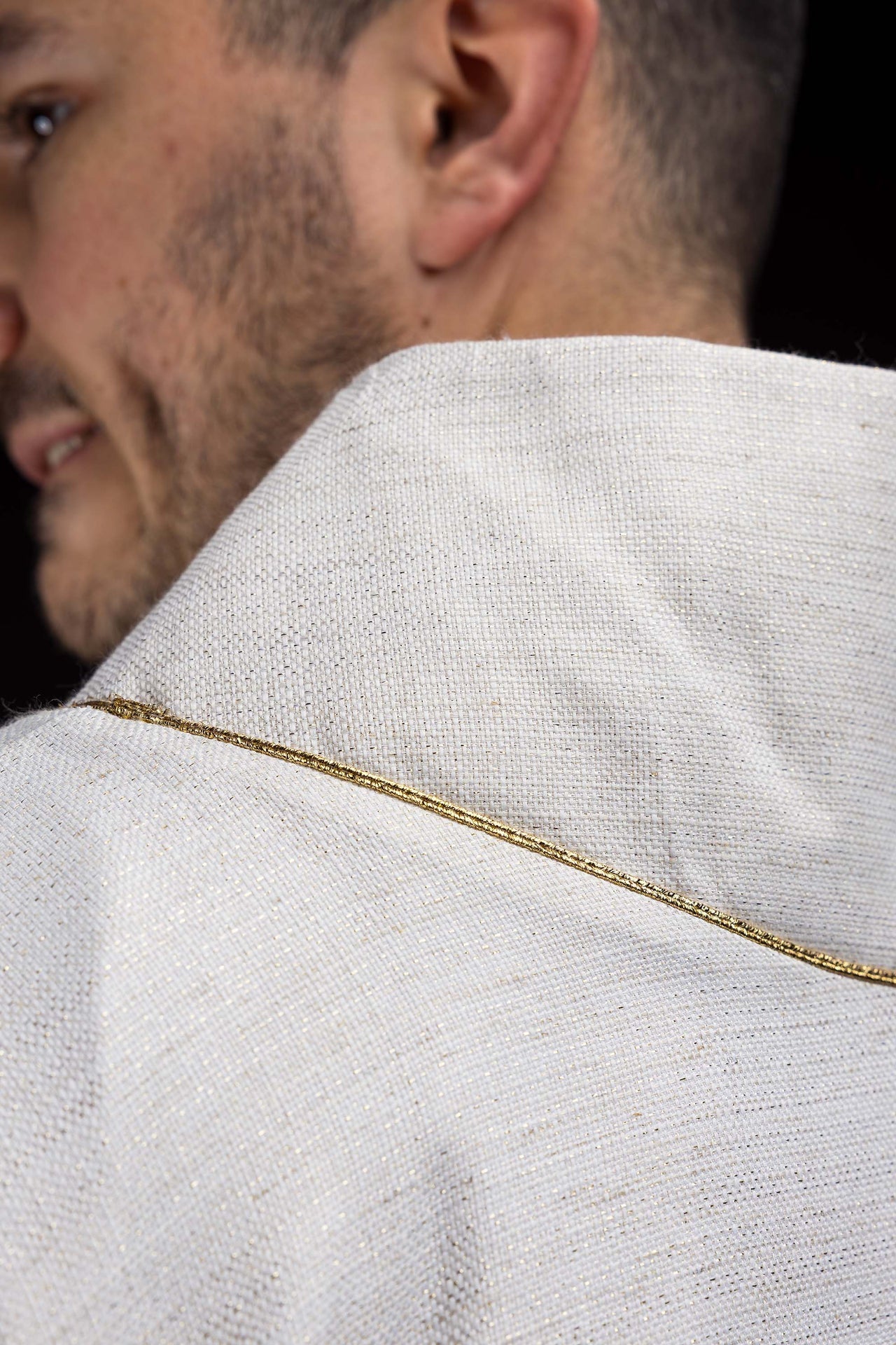 Embroidered chasuble with Jerusalem Cross ecru