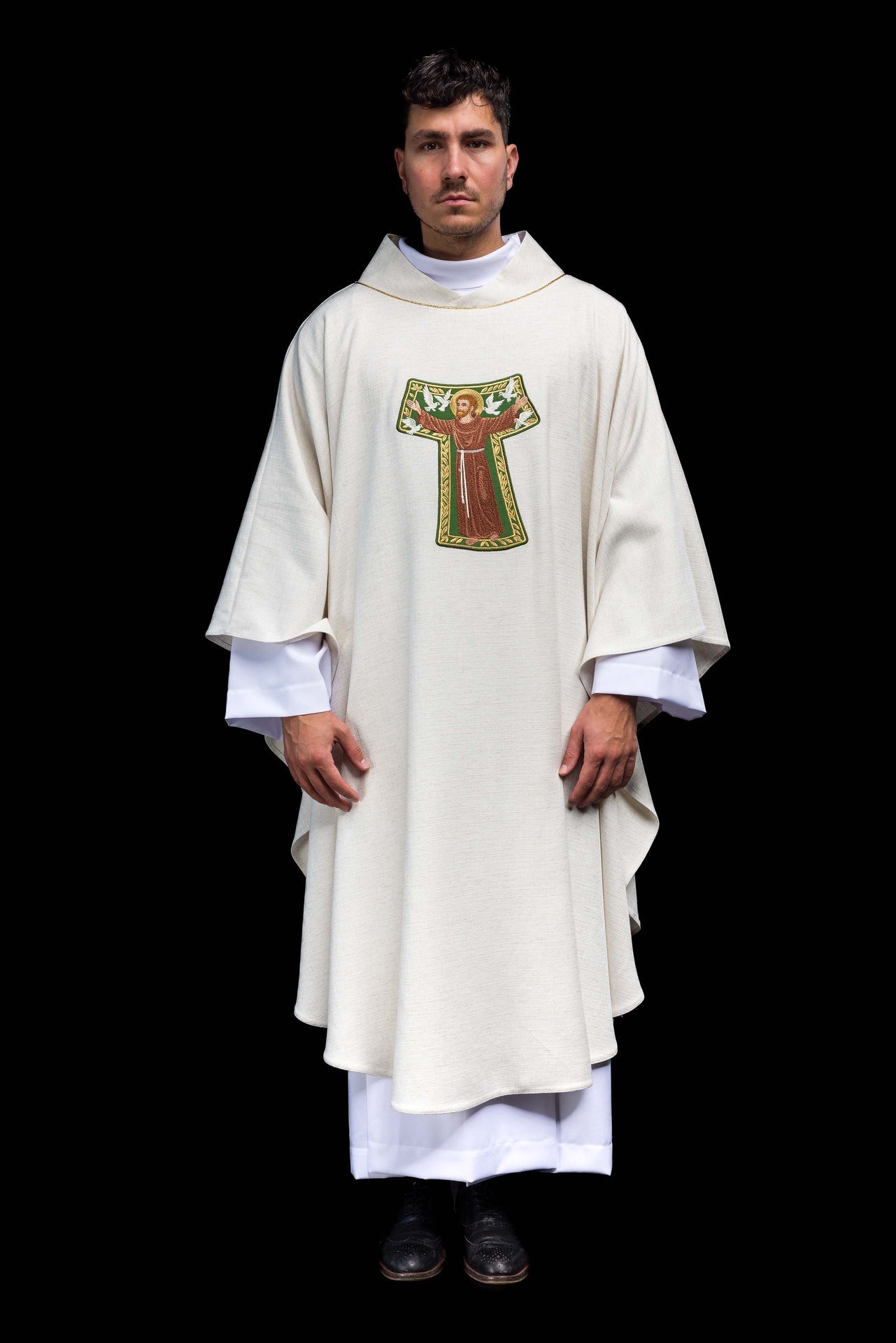 Embroidered chasuble with the image of Saint Francis