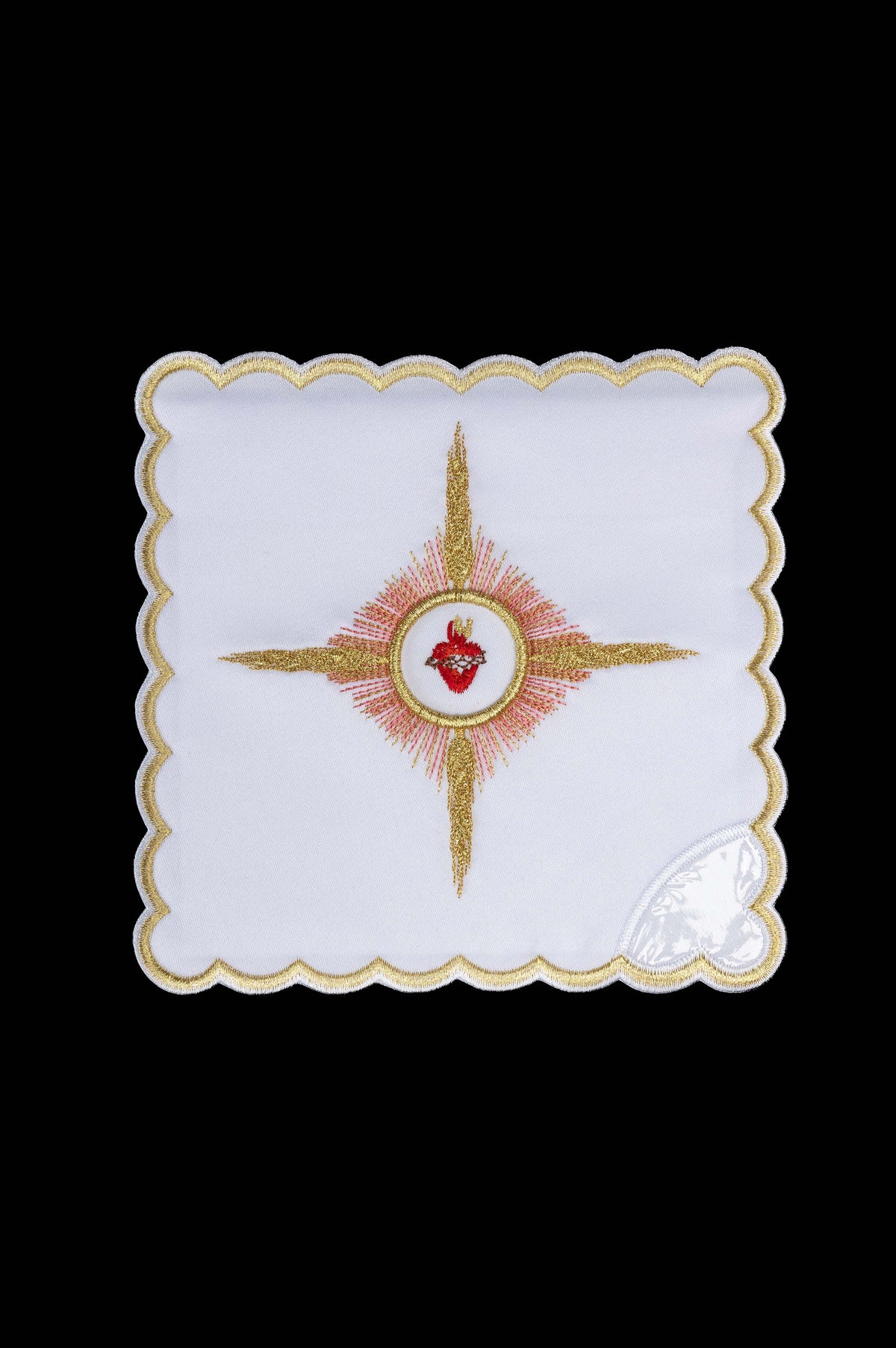Embroidered Chalice Pall with Sacred Heart of Jesus Motif