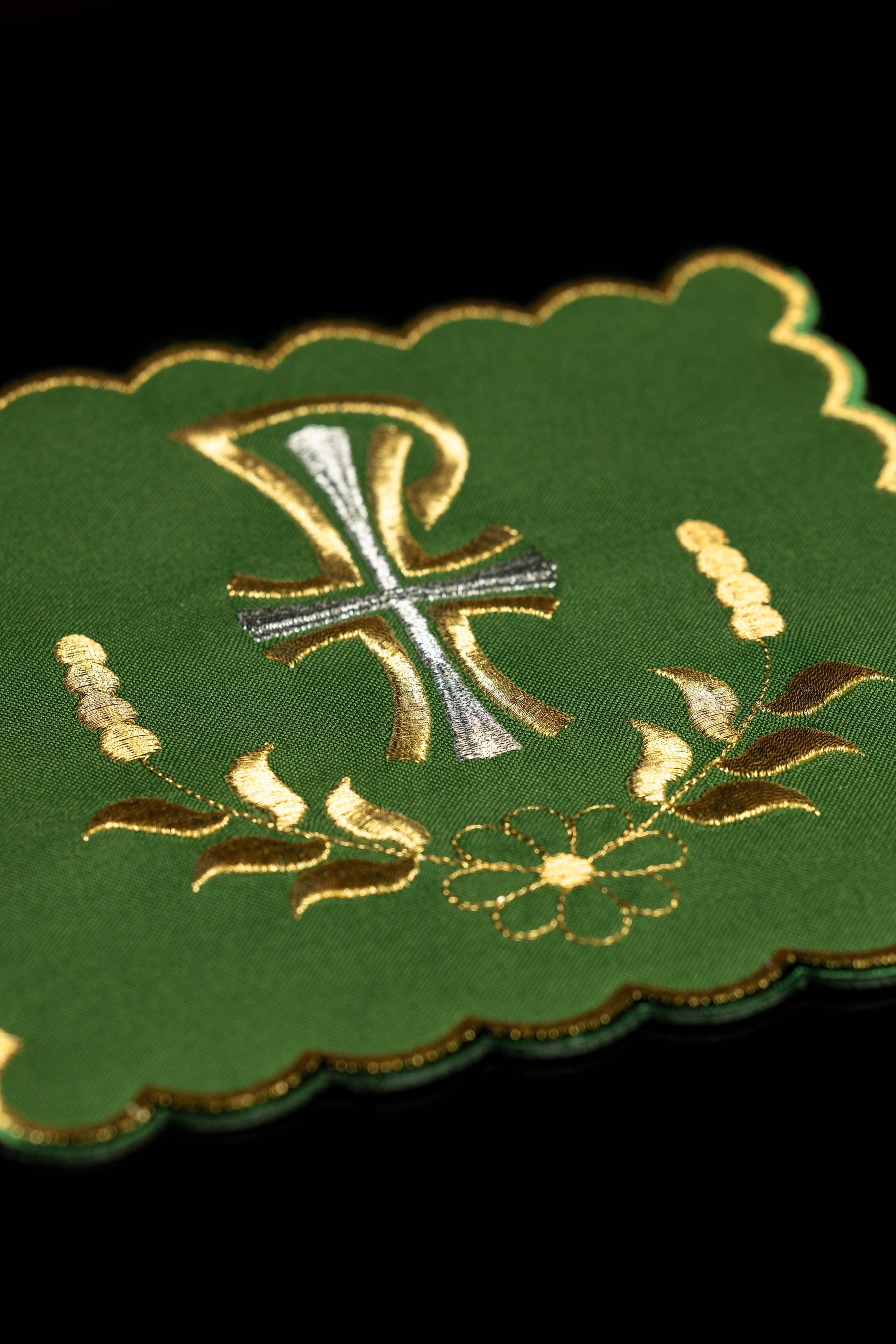 Set of chalice palls with the PAX symbol in four liturgical colors