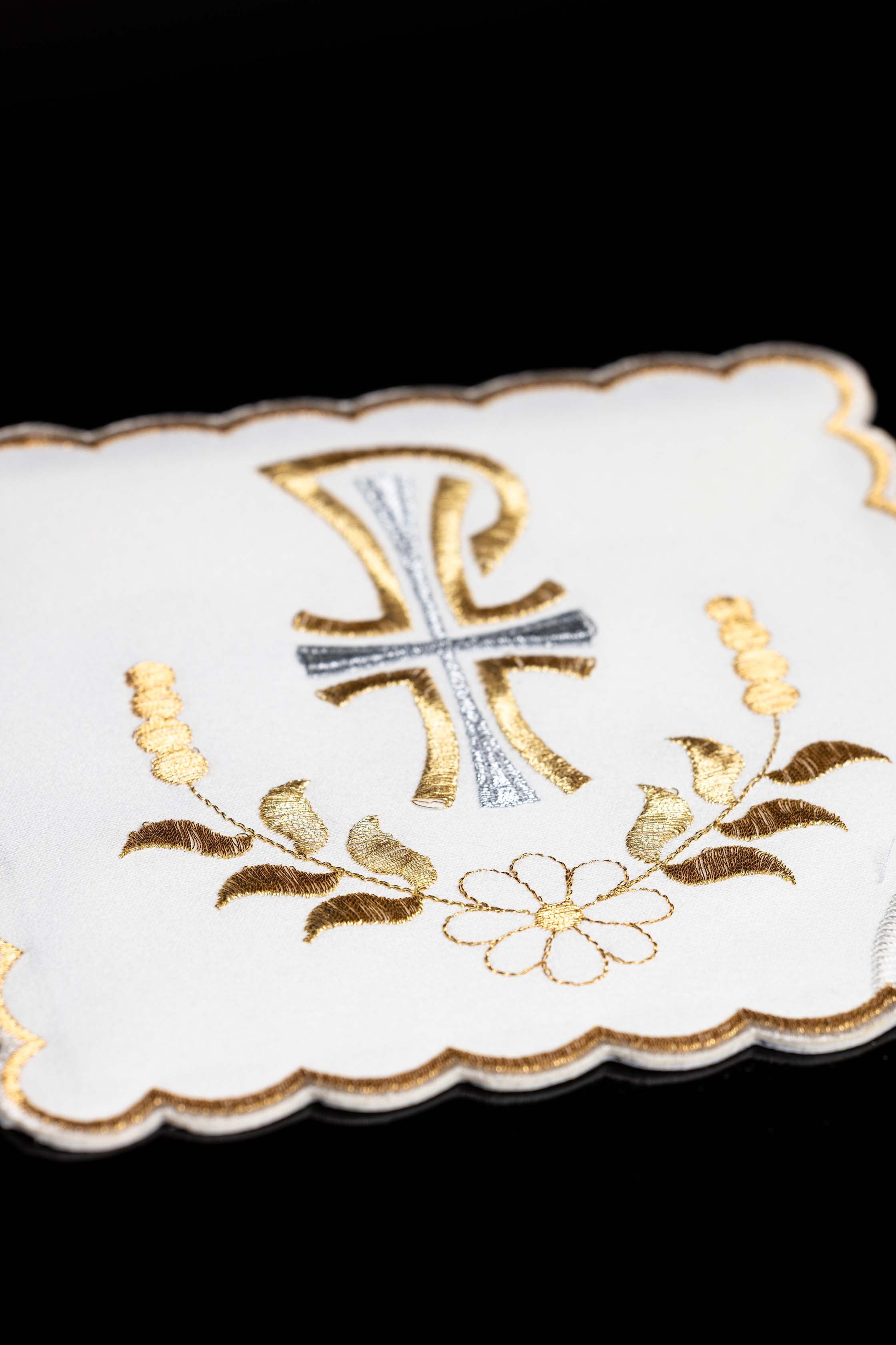 Set of Four Chalice Palls with PAX Embroidery and Botanical Motif