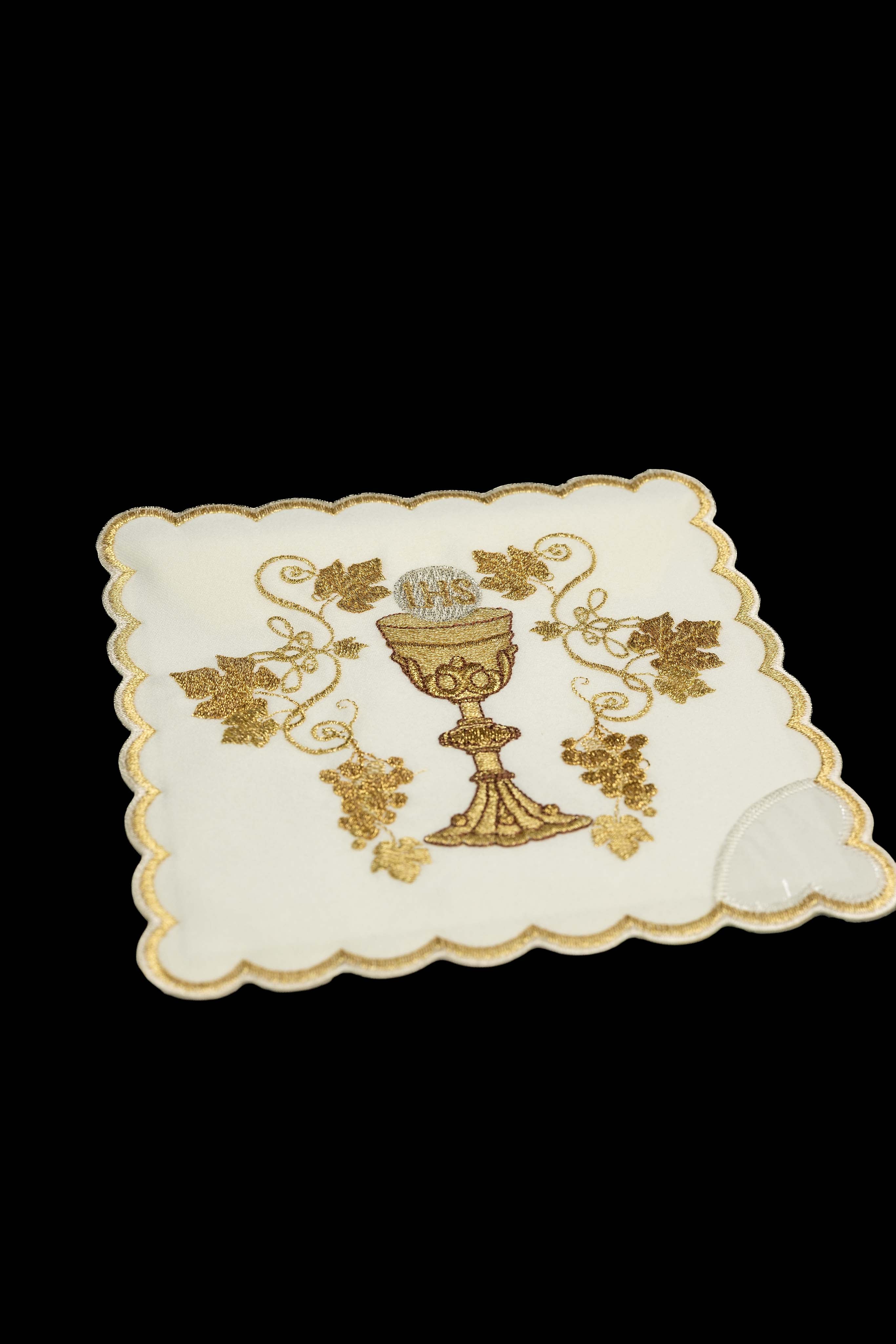 Set of Four Chalice Palls with Embroidered Chalice Motif