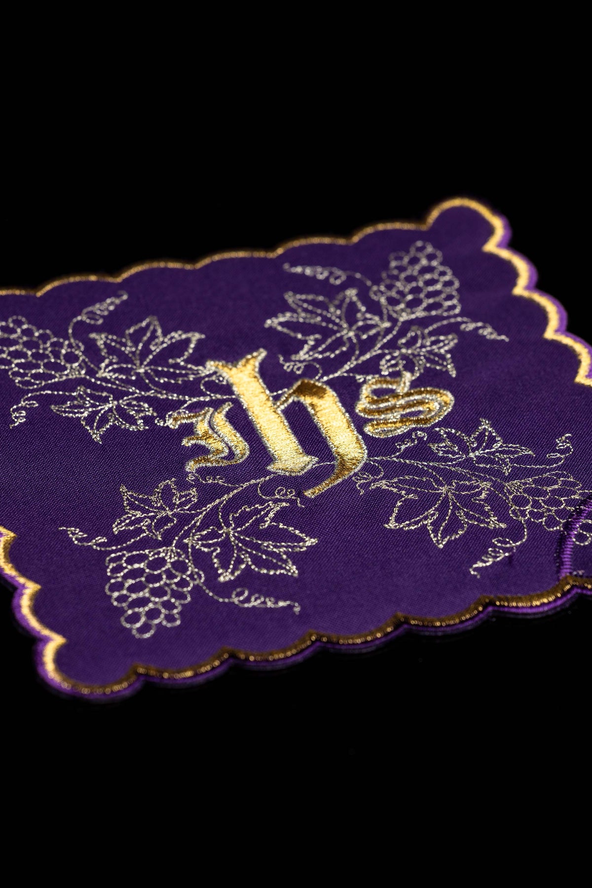 Set of Four Chalice Palls with IHS and Grapevine Embroidery