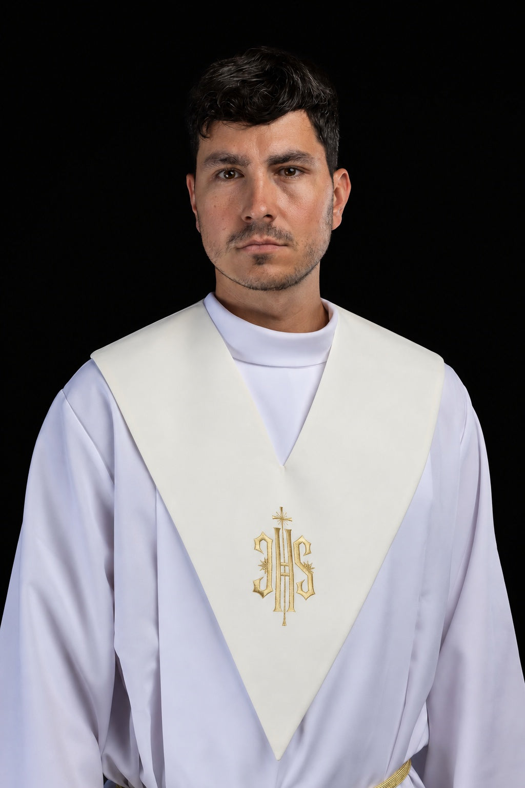 Ecru Lector's Pallium with Gold IHS Embroidery