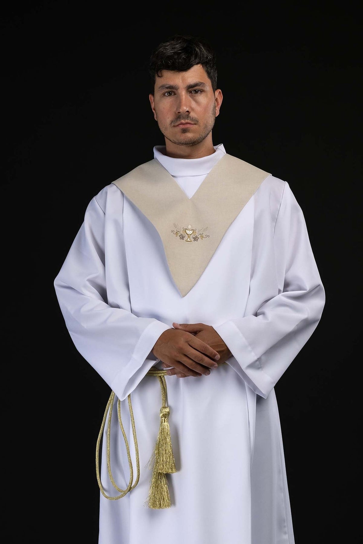 Ecru Lector's Pallium with Communion Chalice Embroidery