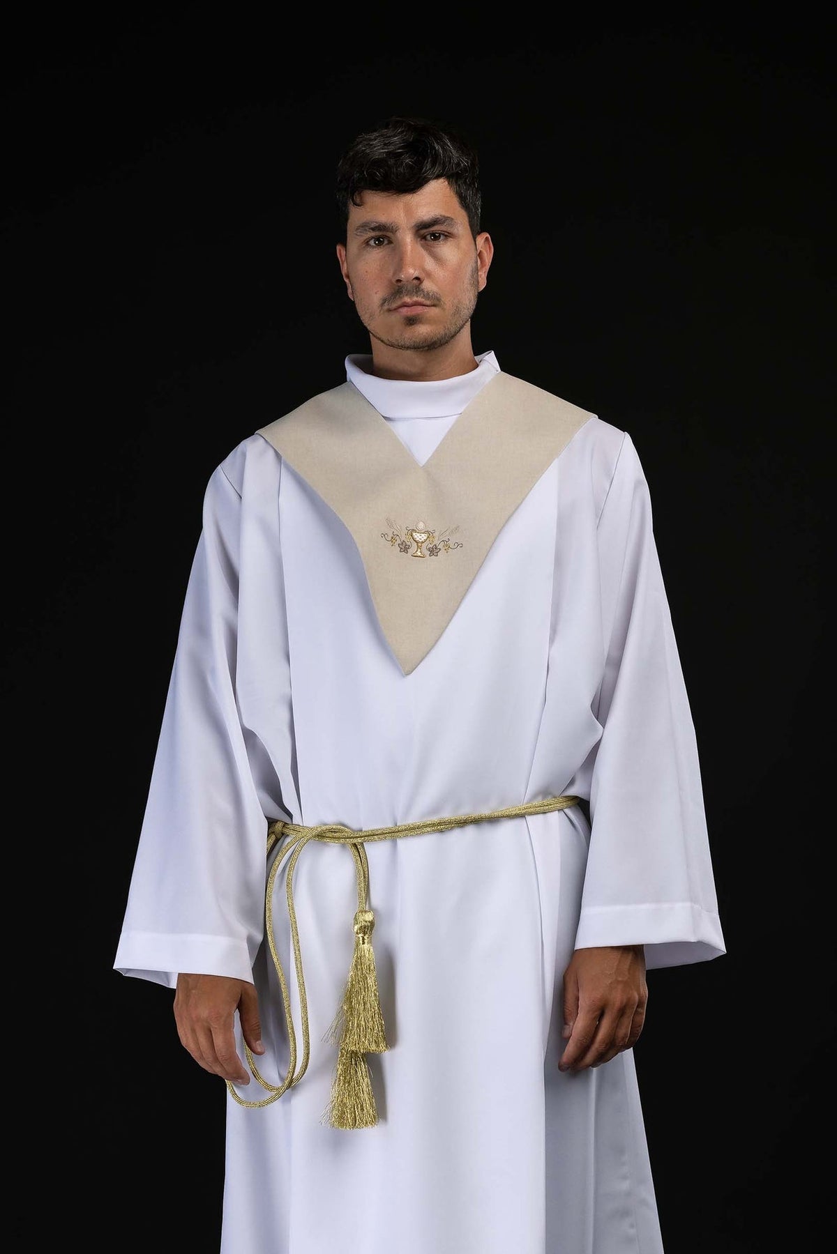 Ecru Lector's Pallium with Communion Chalice Embroidery