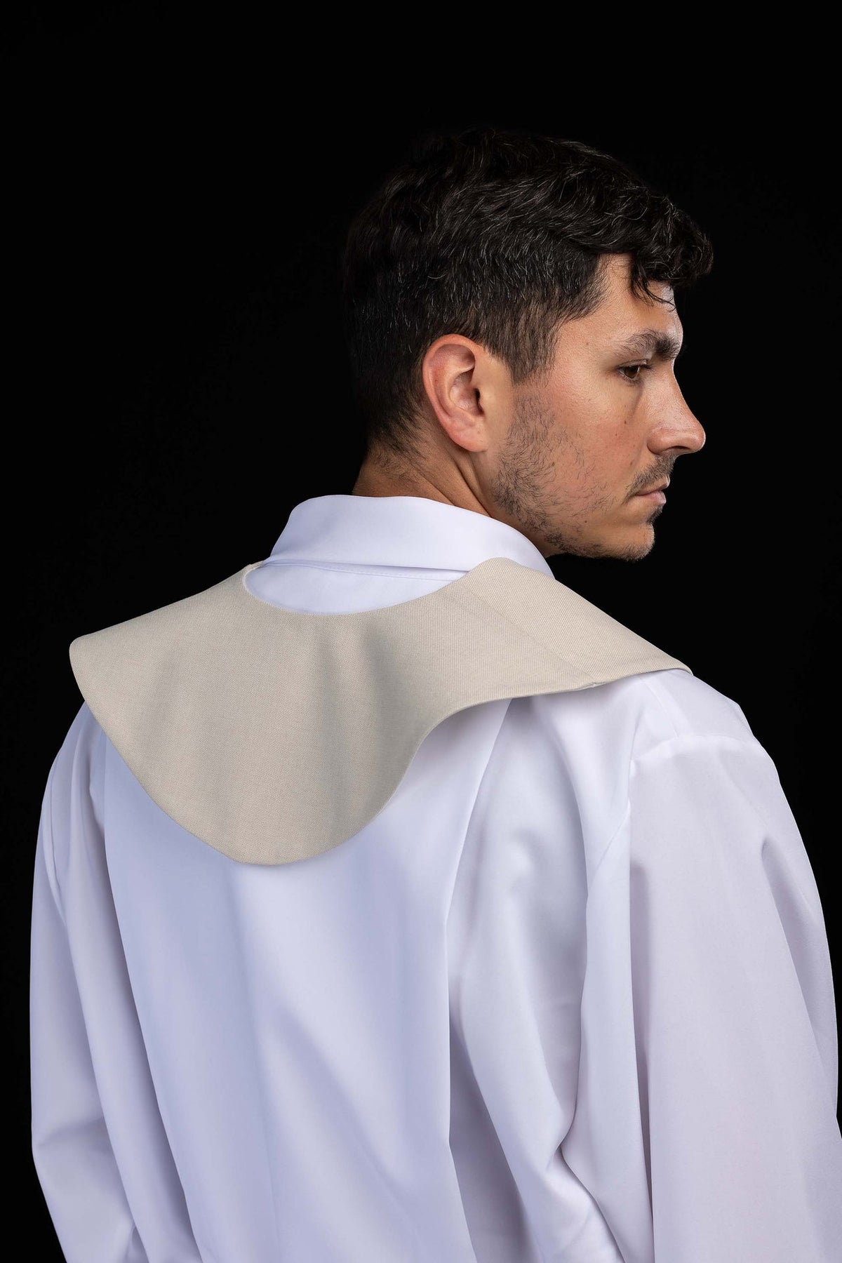 Ecru Lector's Stole with Embroidered Gold Cross