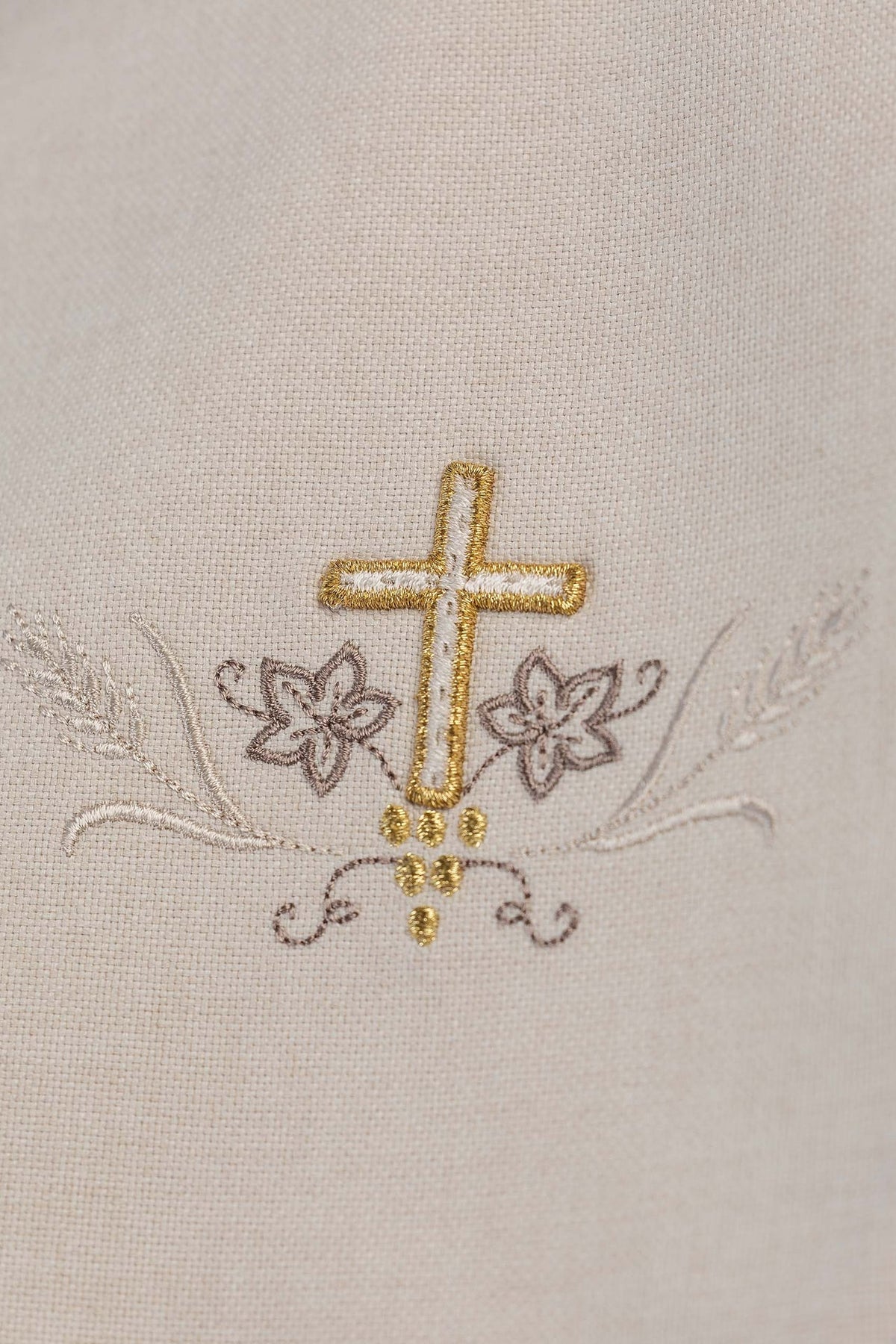 Ecru Lector's Stole with Embroidered Gold Cross