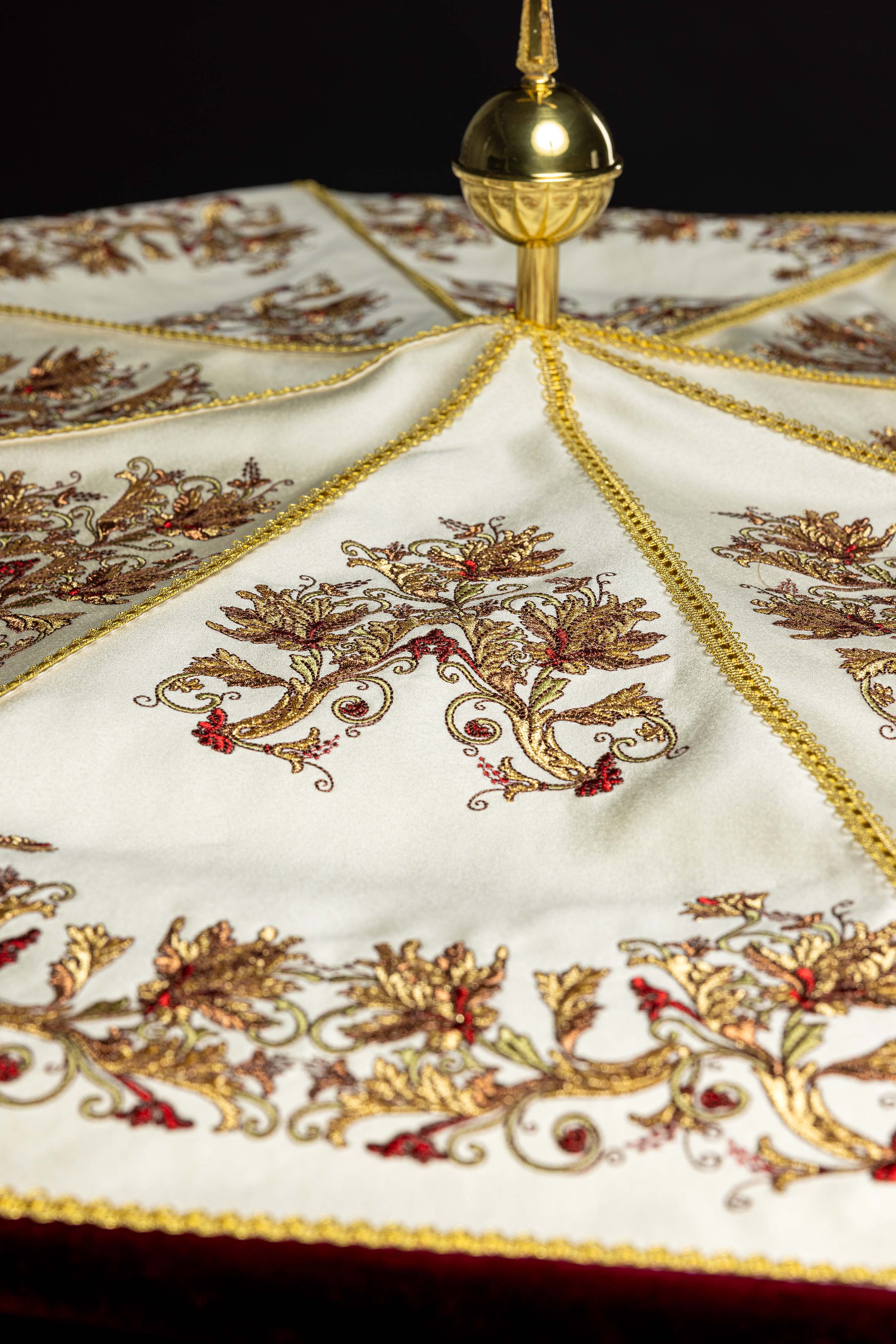 Burgundy Processional Umbrella (Ombrellino) Velvet Gold Embroidery 39 in