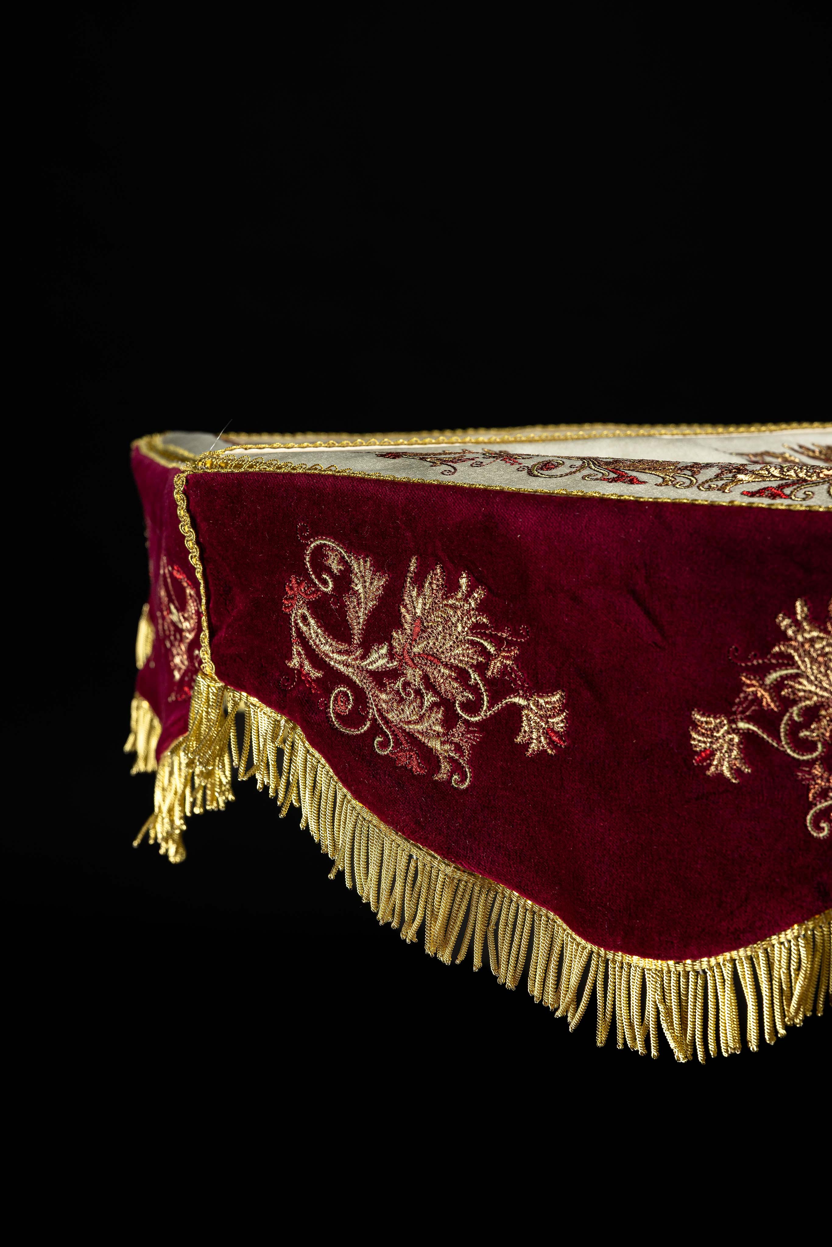 Burgundy Processional Umbrella (Ombrellino) Velvet Gold Embroidery 39 in