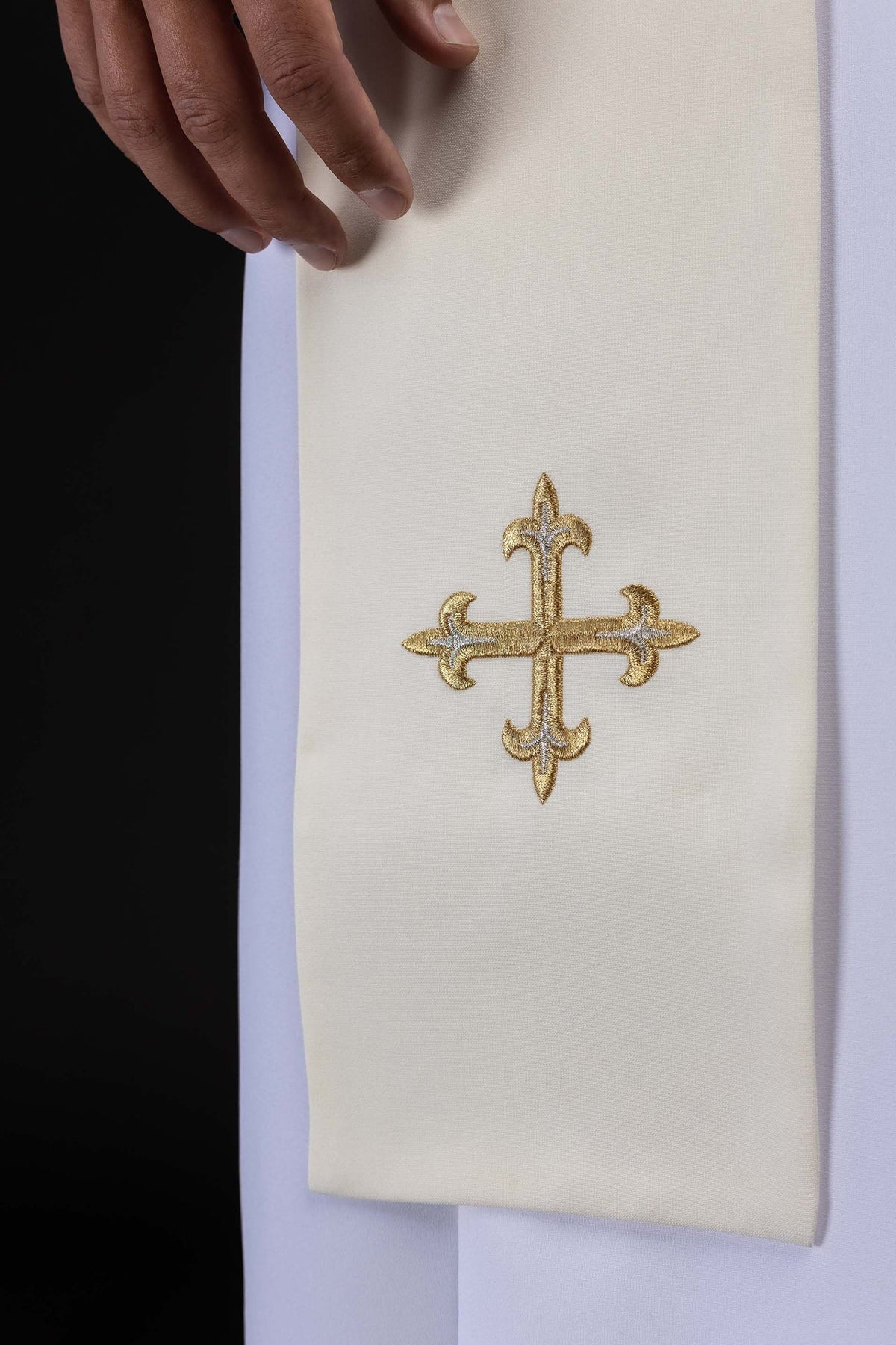 Ecru Stole with an Embroidered Image of John Paul II