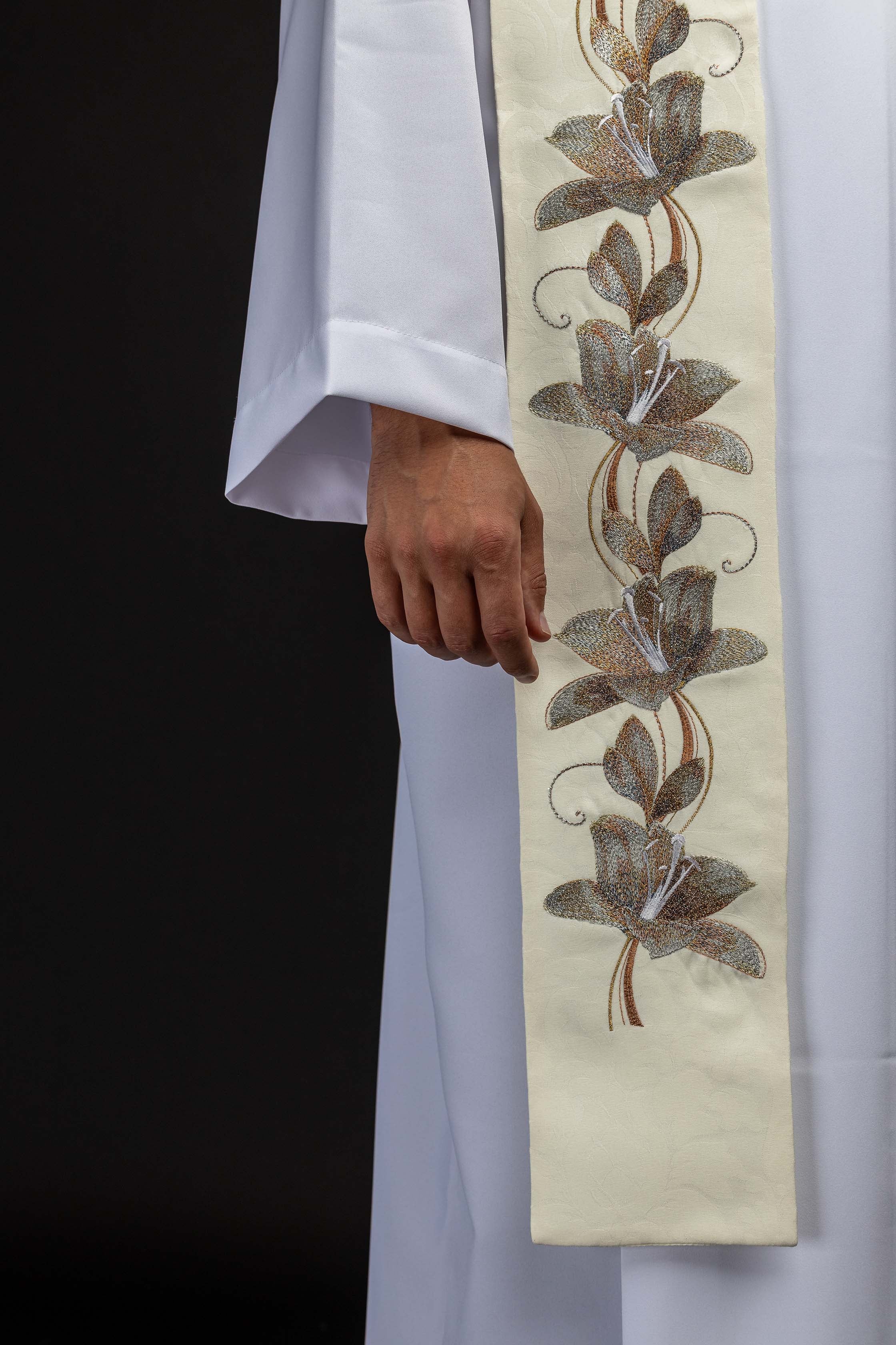 Embroidered stole with the image of Our Lady of Guadalupe