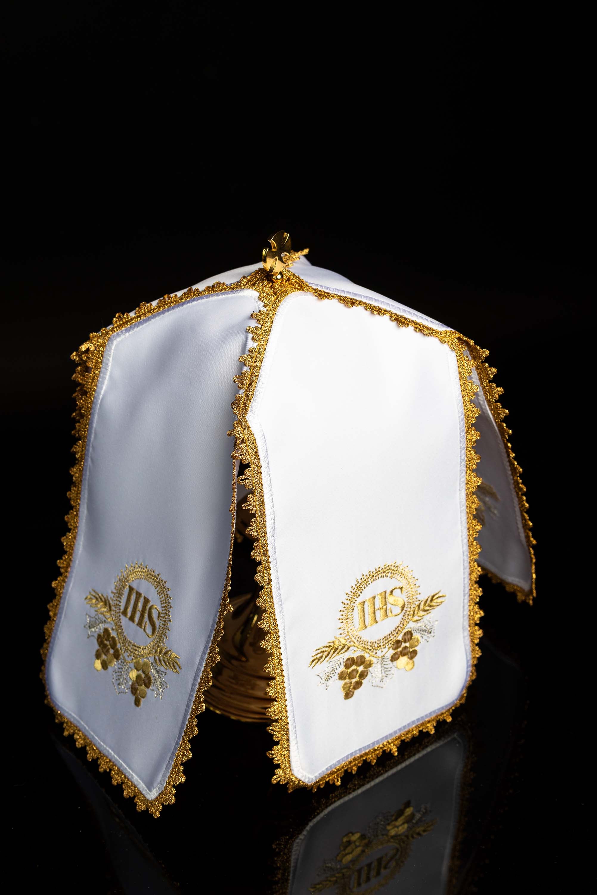 Ciborium Veil with Gold Embroidered IHS Motif