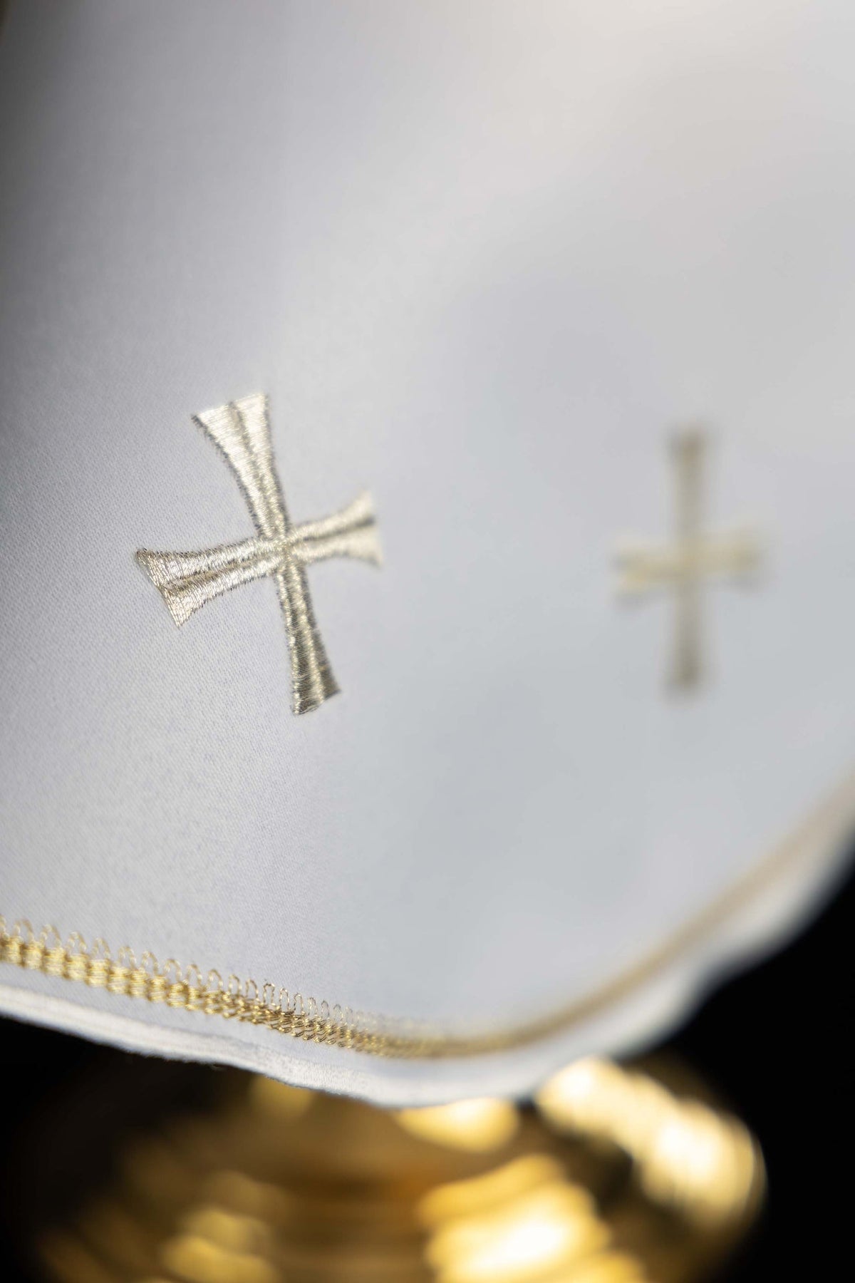 Ciborium Veil Embroidered in Gold with Bread and Fish Motifs