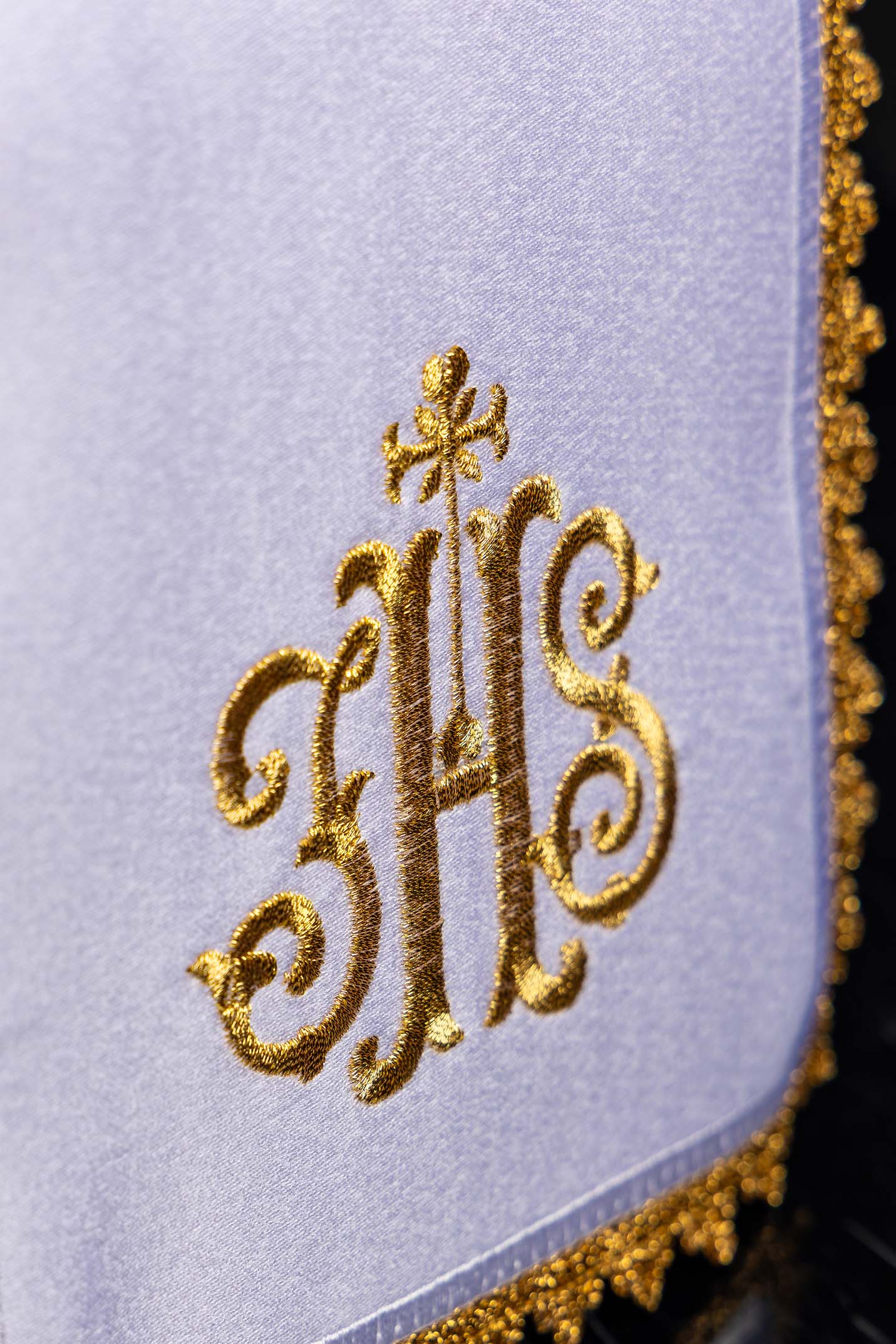 Ciborium Veil with Gold IHS Embroidery and Trim