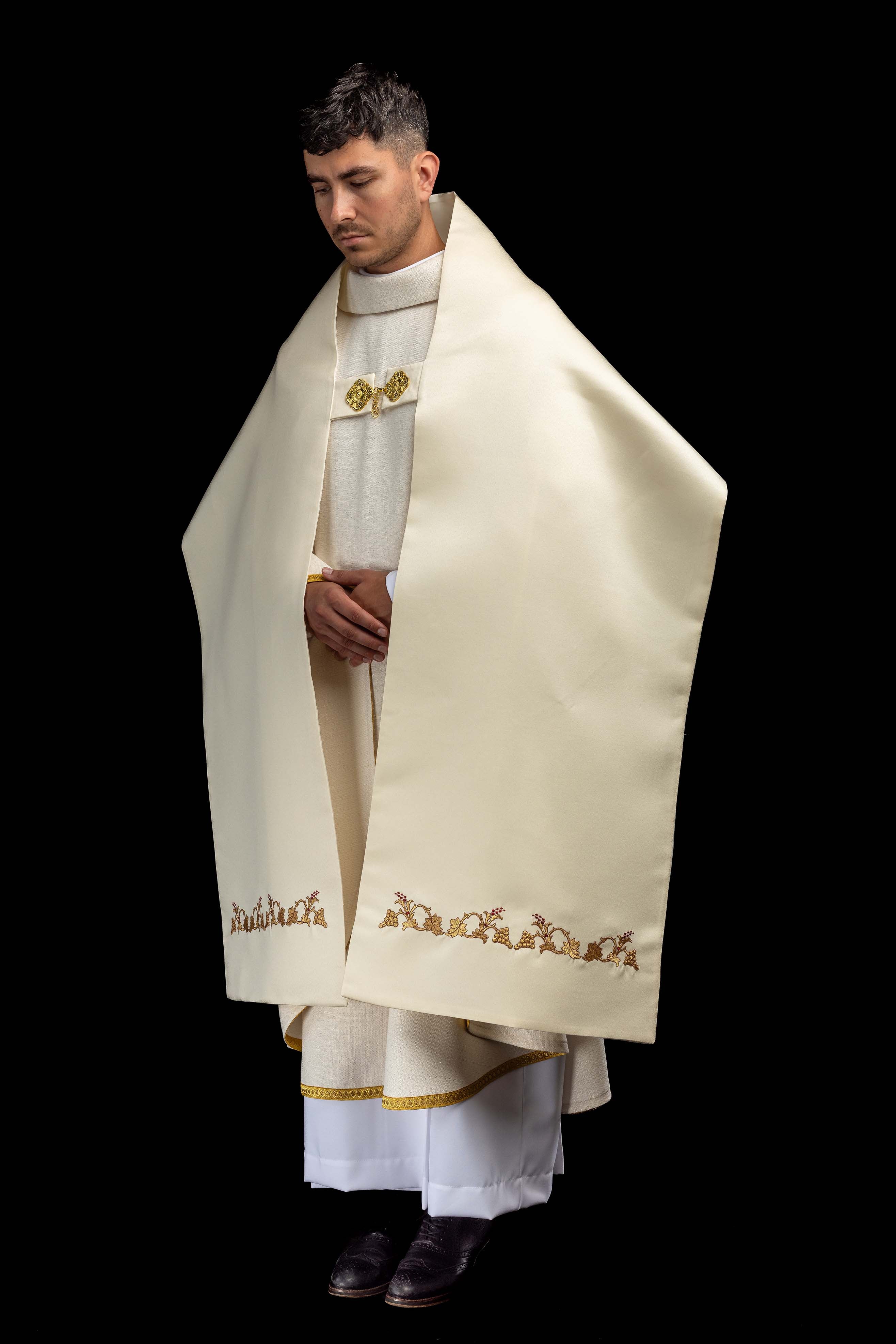 Ecru Humeral Veil with IHS Embroidery