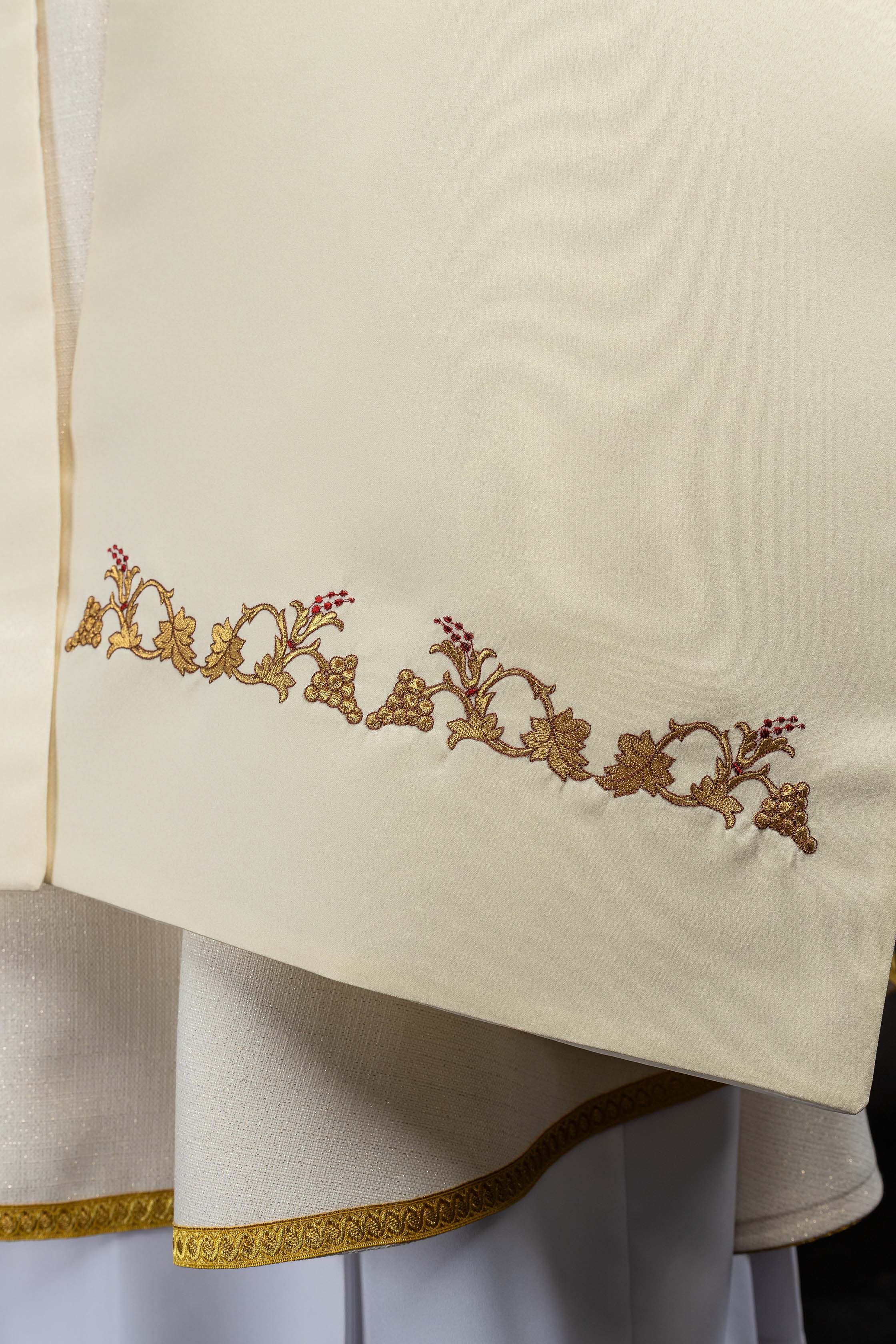 Ecru Humeral Veil with IHS Embroidery