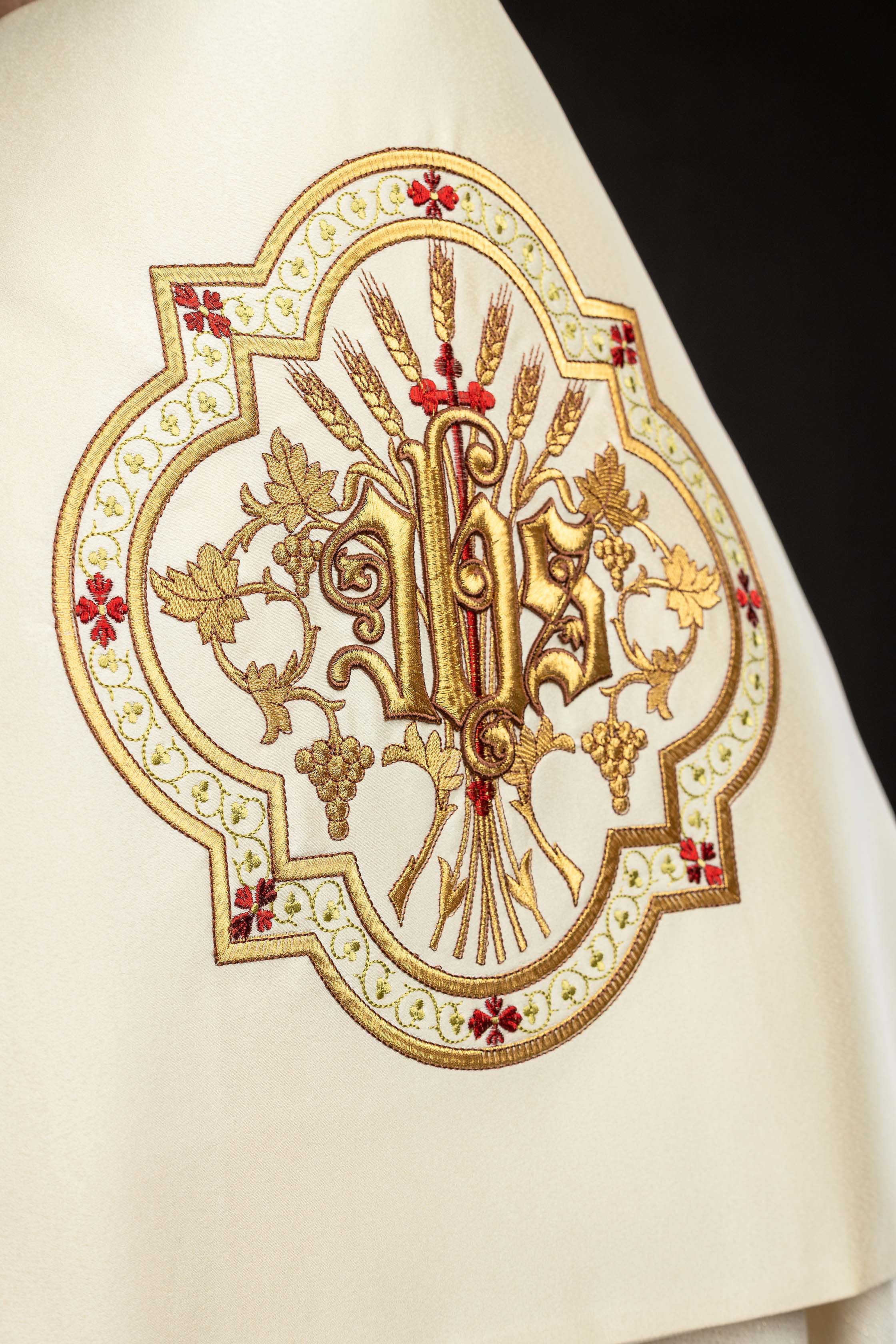 Ecru Humeral Veil with IHS Embroidery