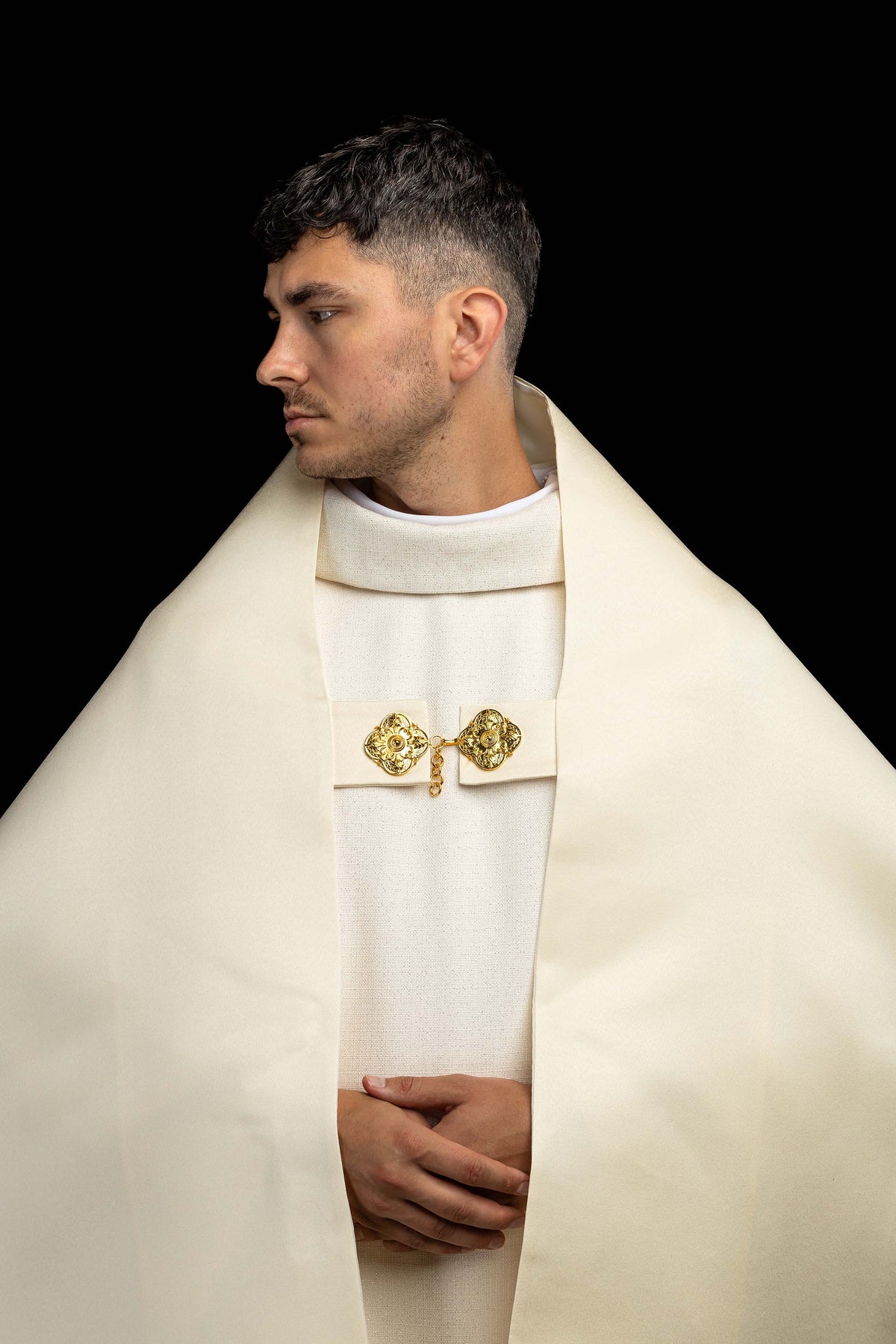 Ecru Humeral Veil with Embroidered IHS Symbol