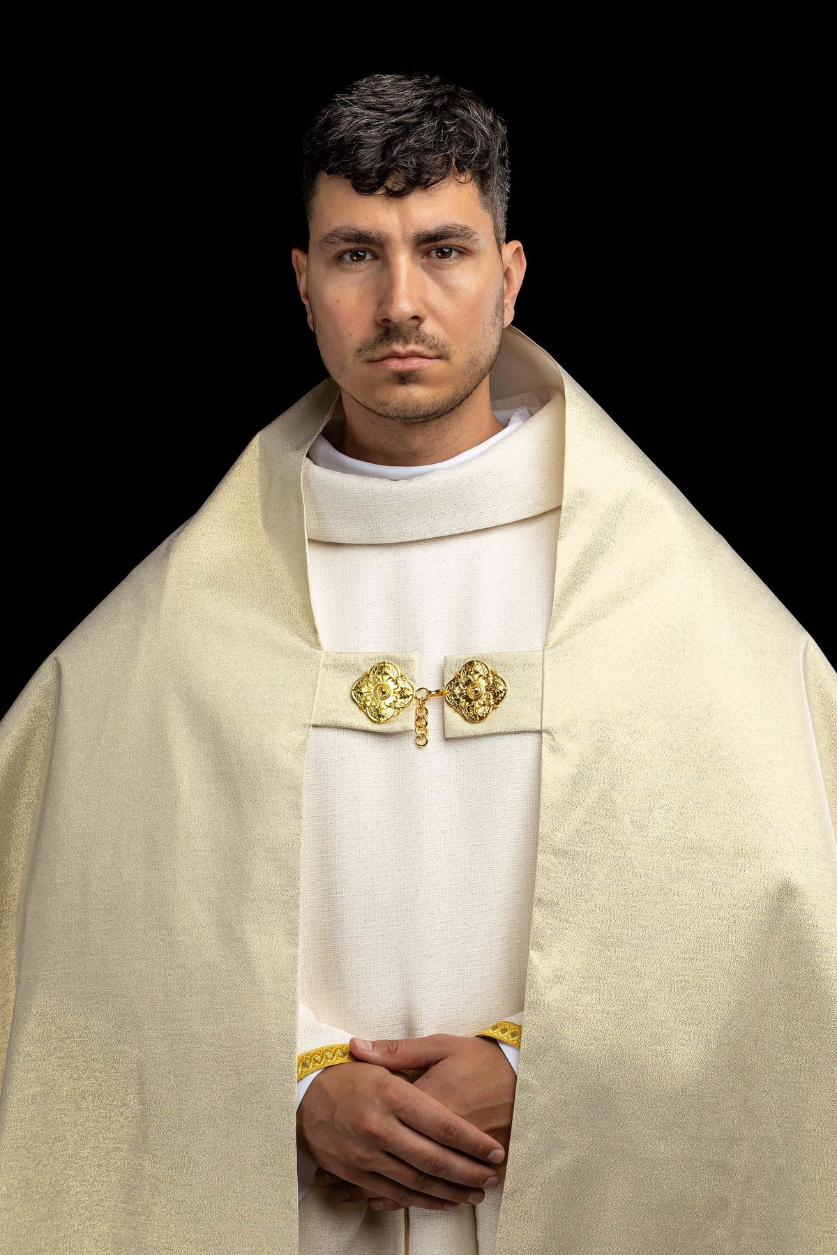 Gold Humeral Veil with Embroidered Sacred Heart of Jesus