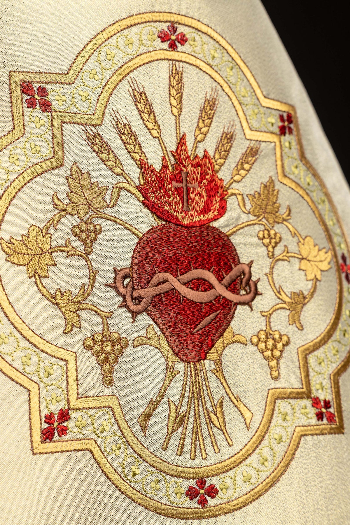 Gold Humeral Veil with Embroidered Sacred Heart of Jesus