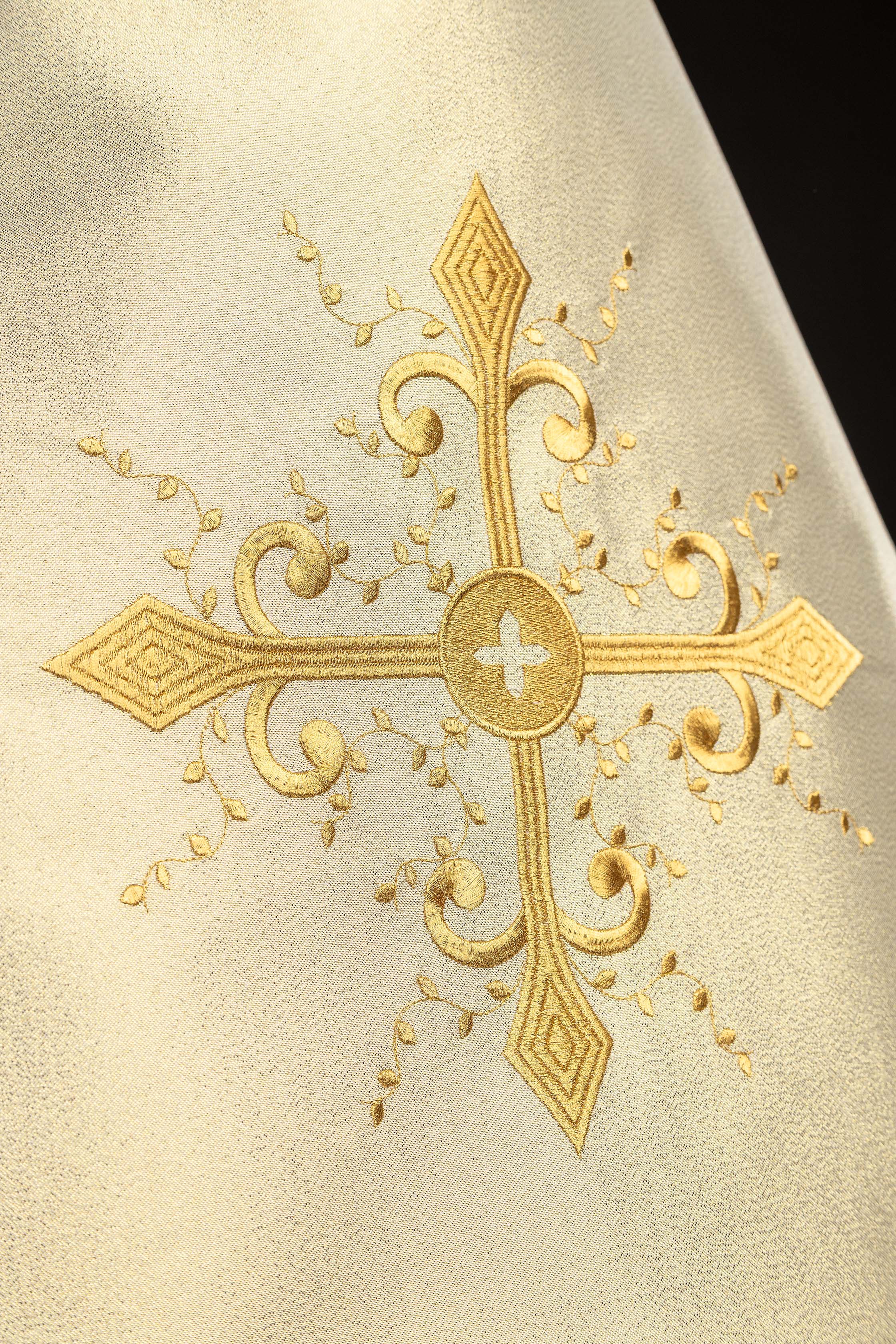 Gold Humeral Veil with Embroidered Cross Motif