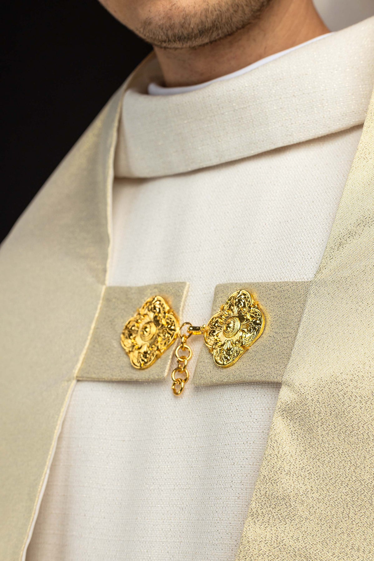 Gold Humeral Veil with Embroidered Cross Motif