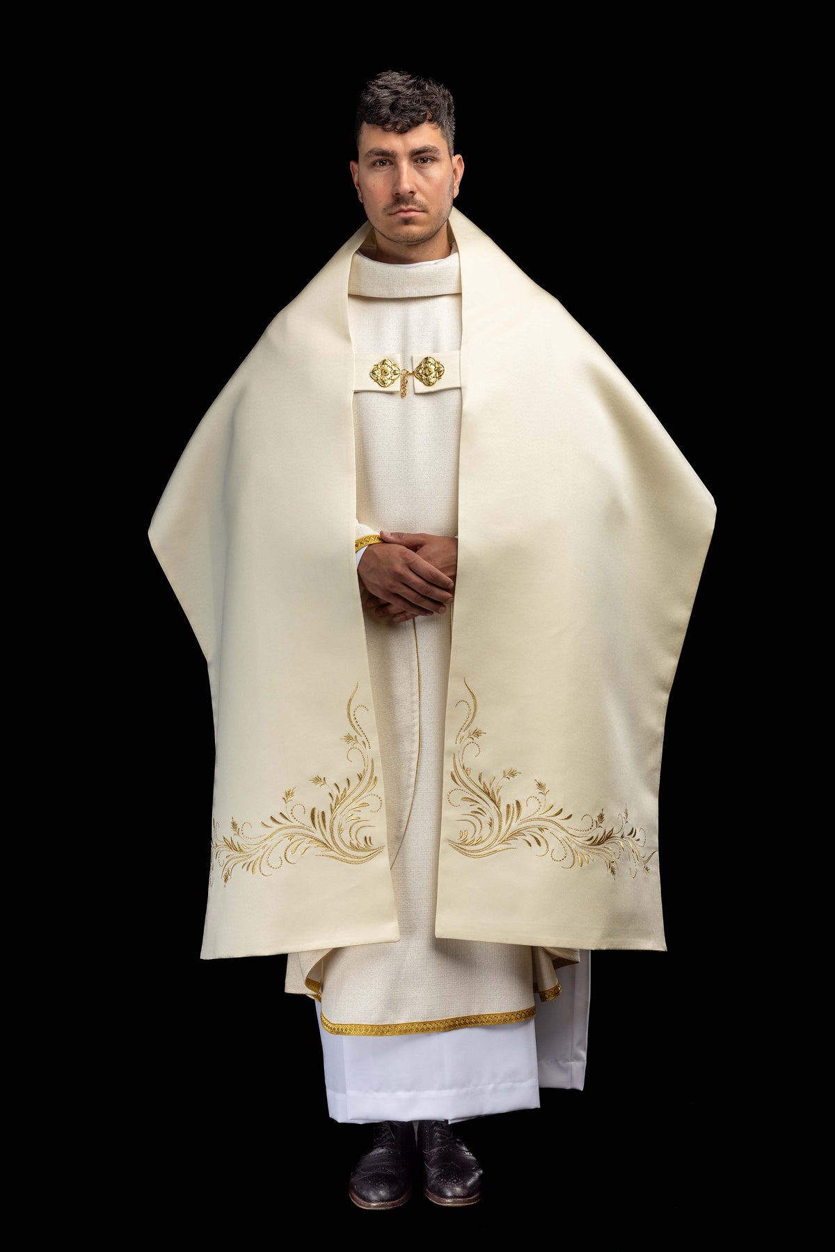 Ecru Humeral Veil with Embroidered IHS Symbol