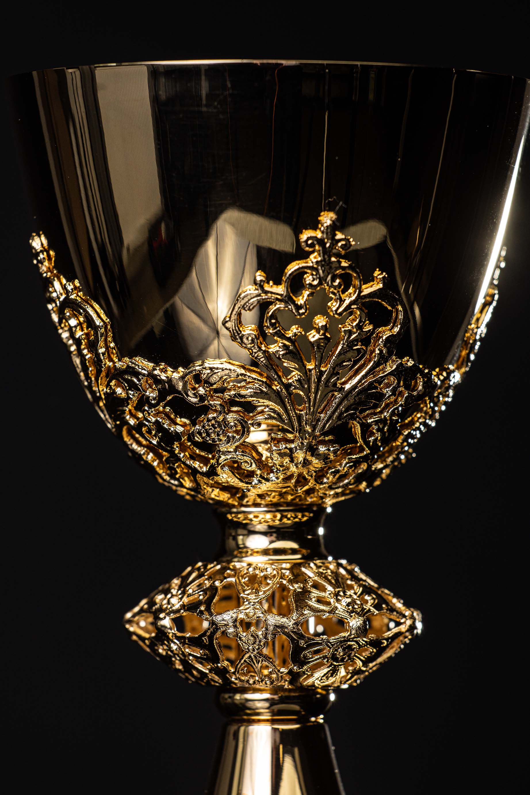Handcrafted gilded brass chalice
