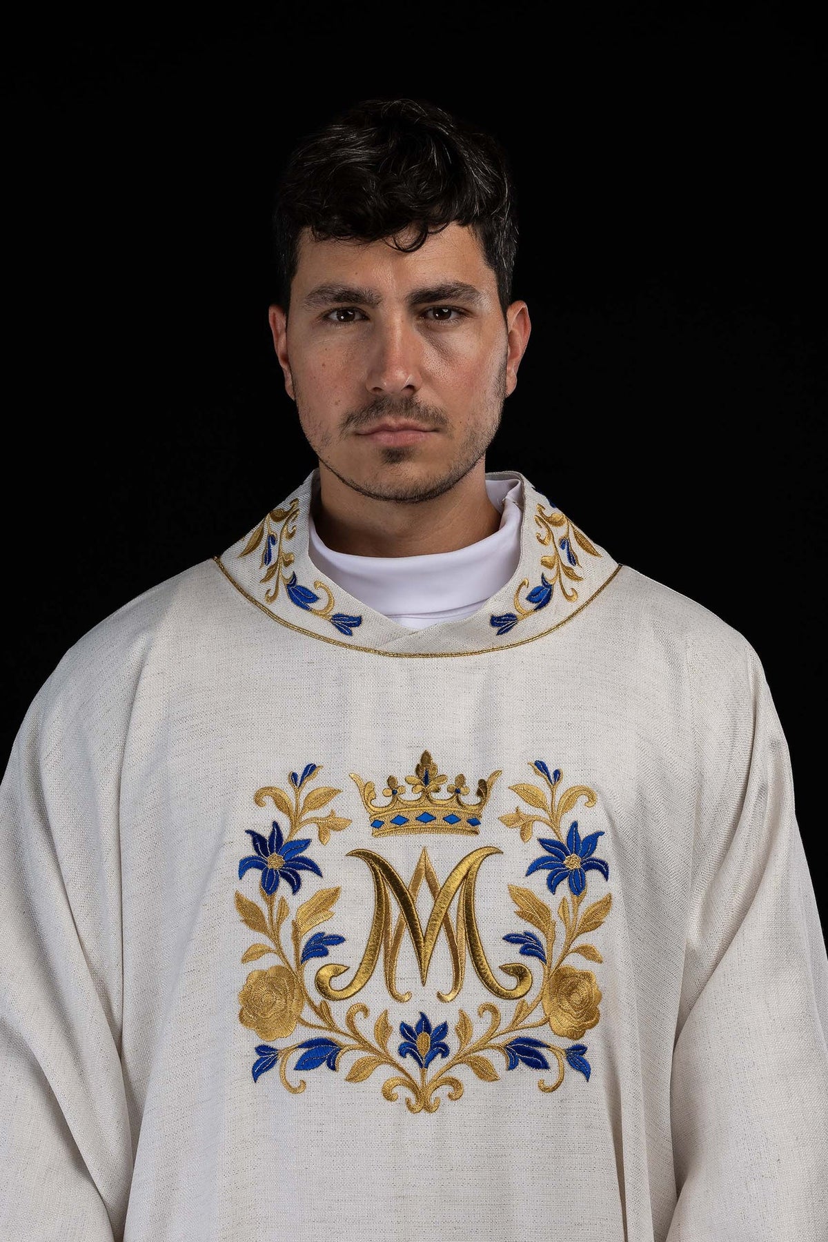Ecru Dalmatic with Marian Embroidery