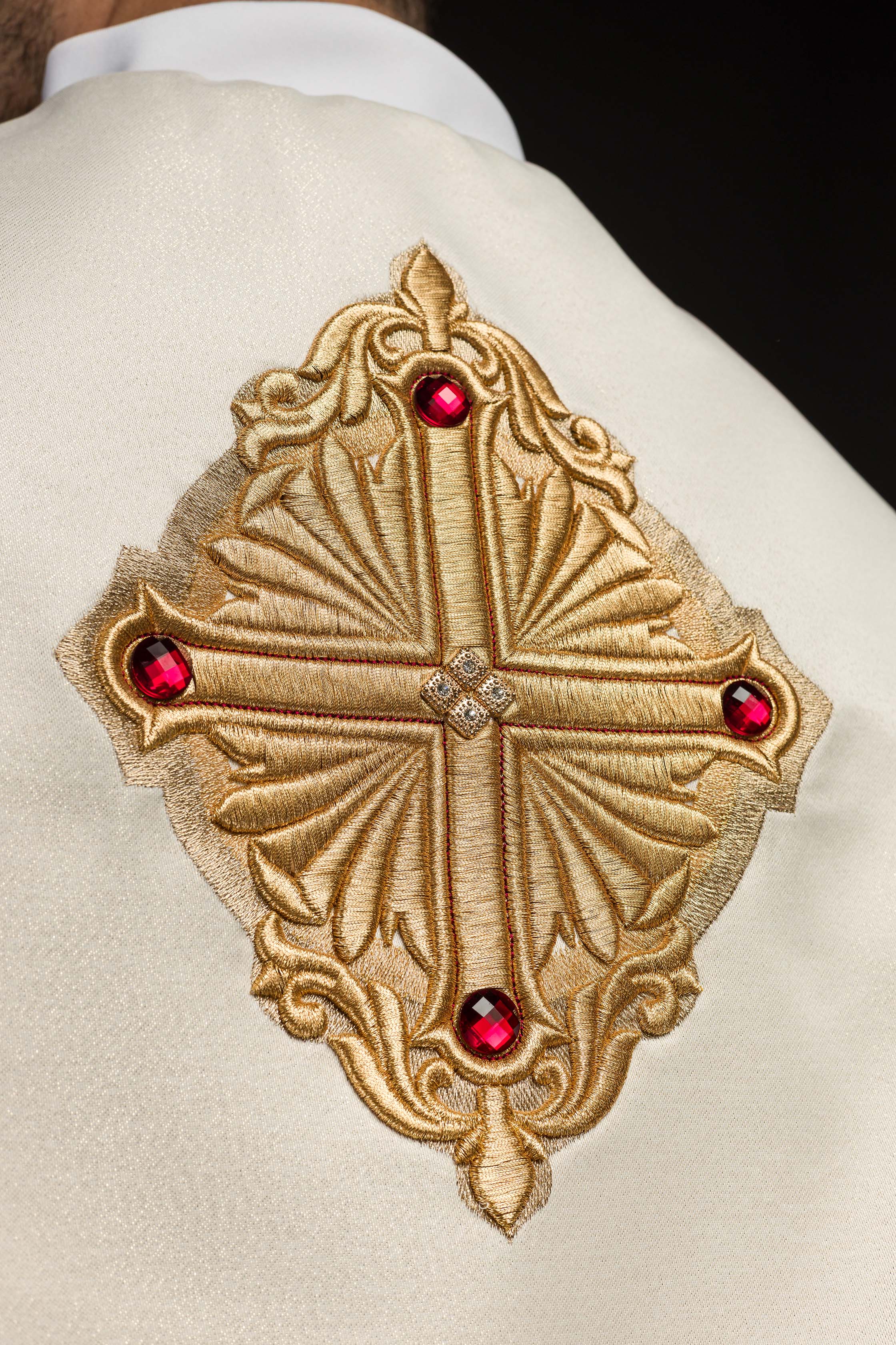 Gold liturgical cope decorated handmade