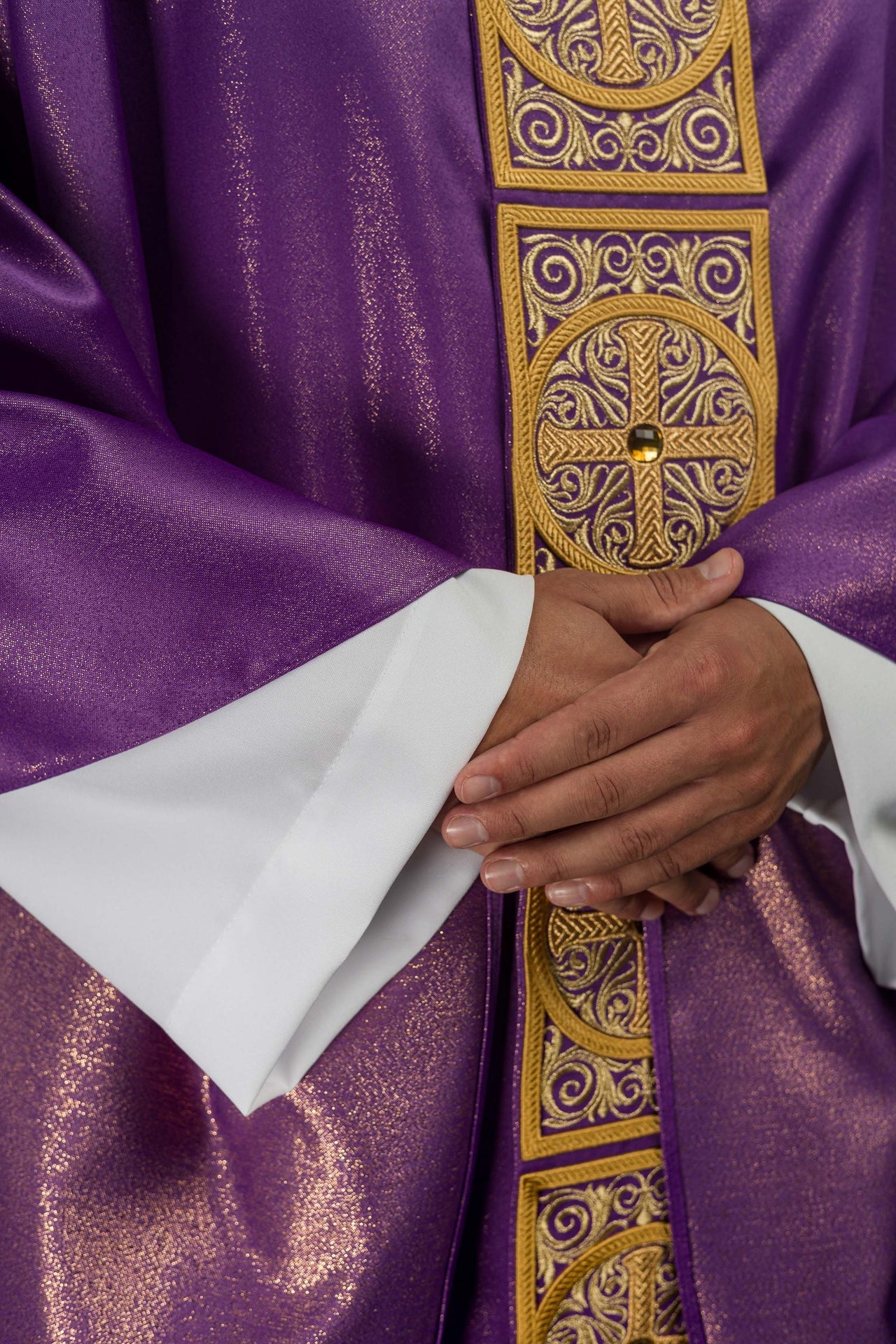 Purple Chasuble Richly Embroidered and Decorated with Stones
