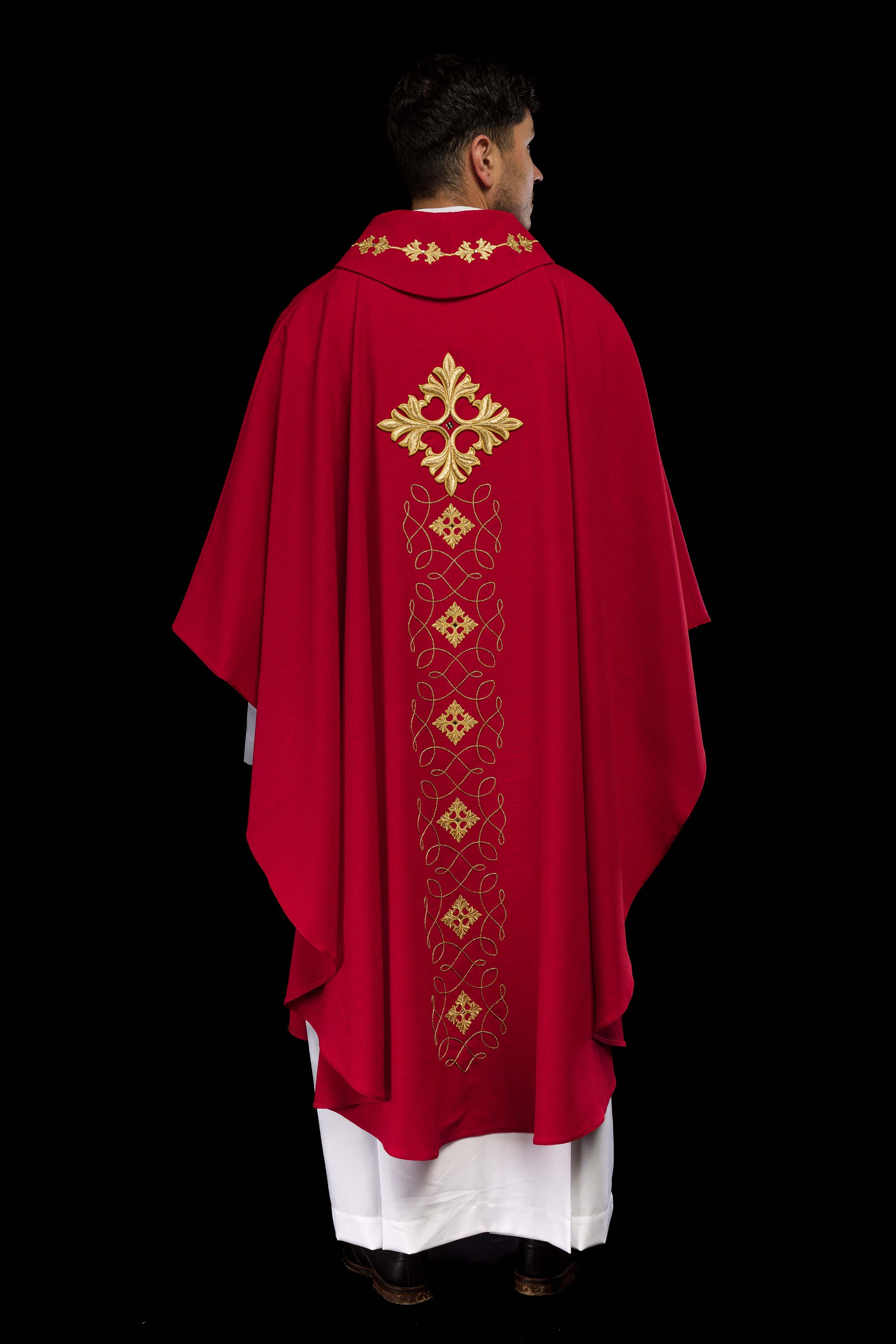 Chasuble embroidered with cord and stones - CHASUBLES.COM