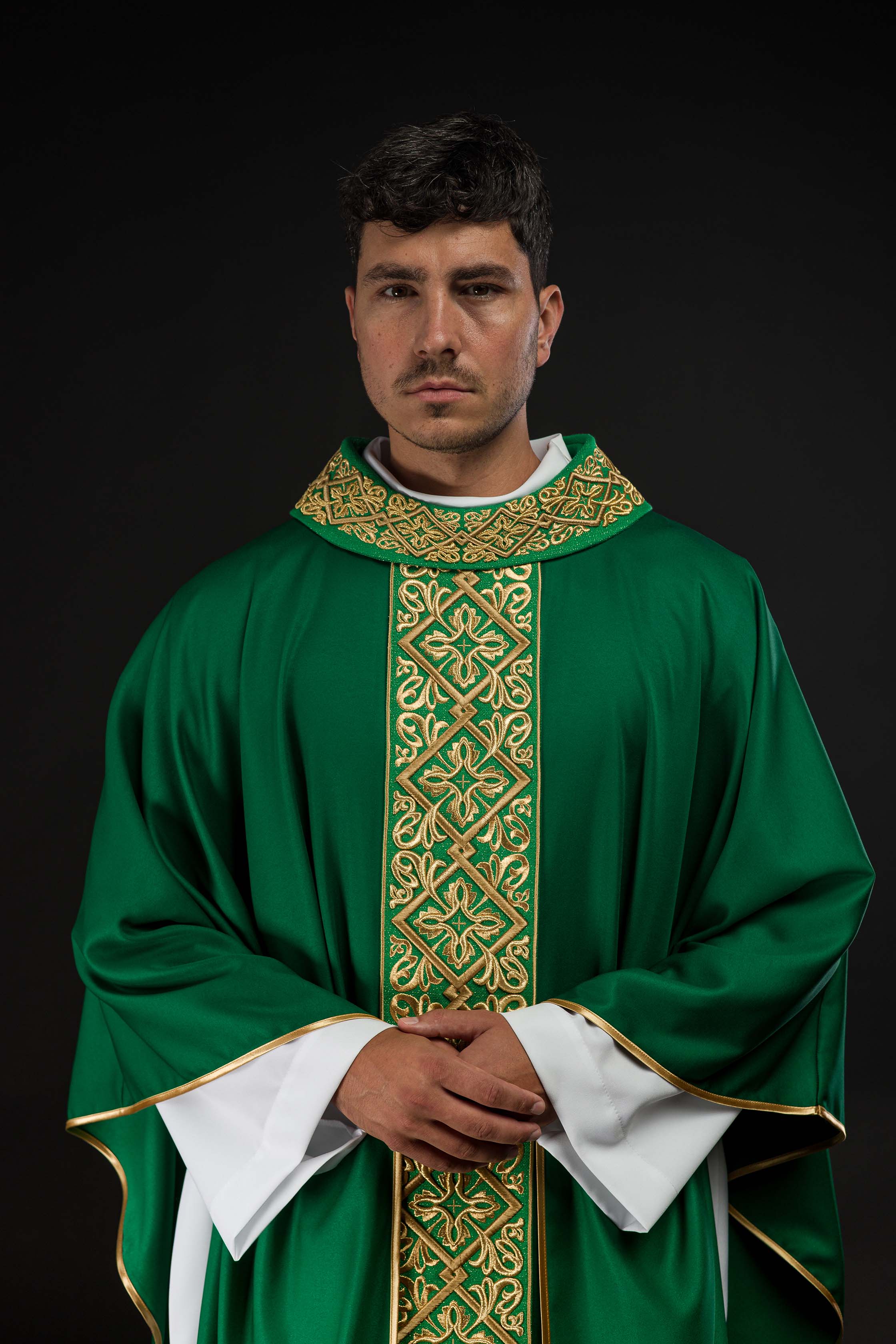 Green chasuble with embroidered collar