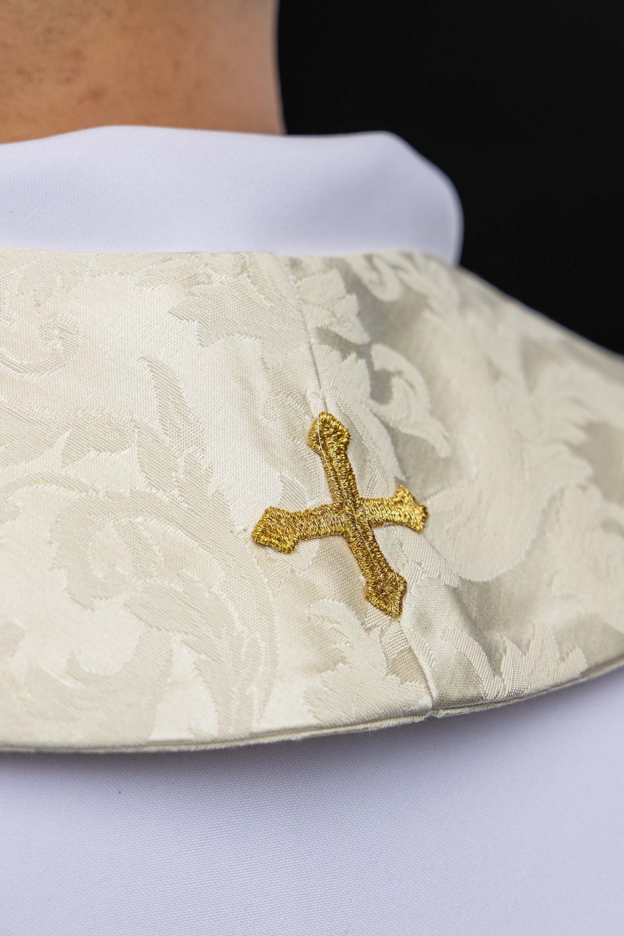Stole with an image of the Holy Family sewn from decorative fabric