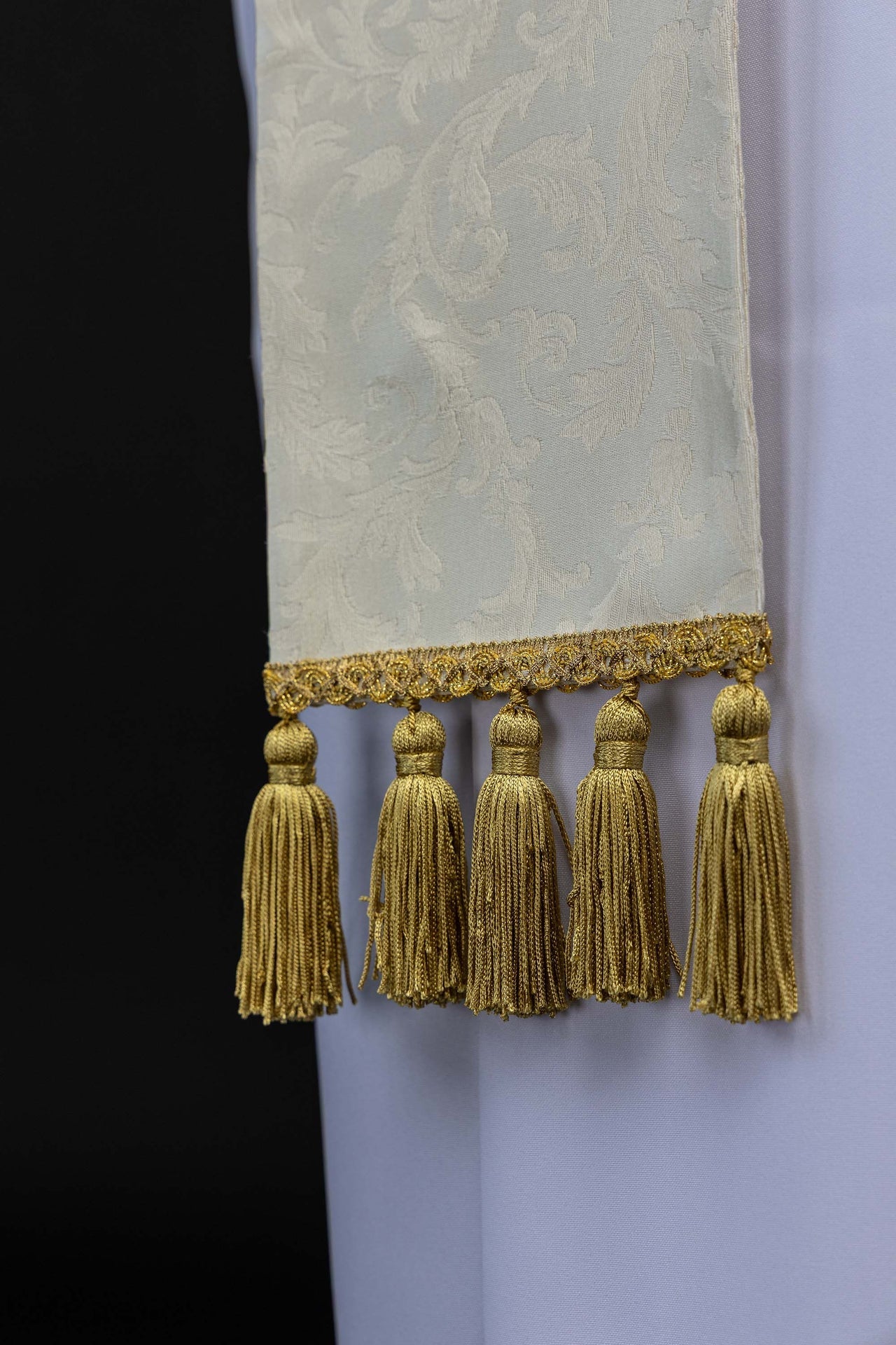 Stole with an image of the Holy Family sewn from decorative fabric