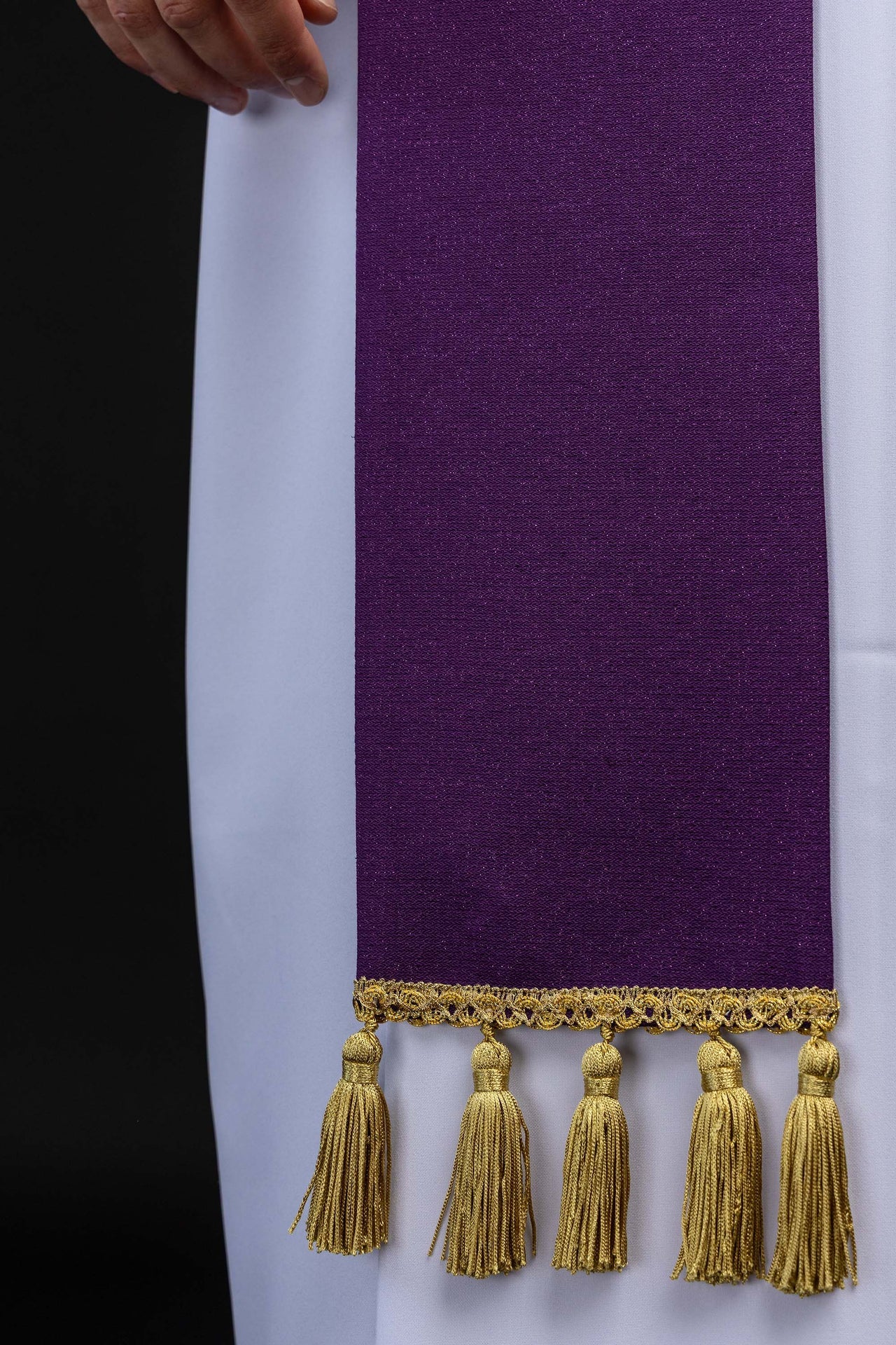 Embroidered Advent stole sewn from shiny fabric