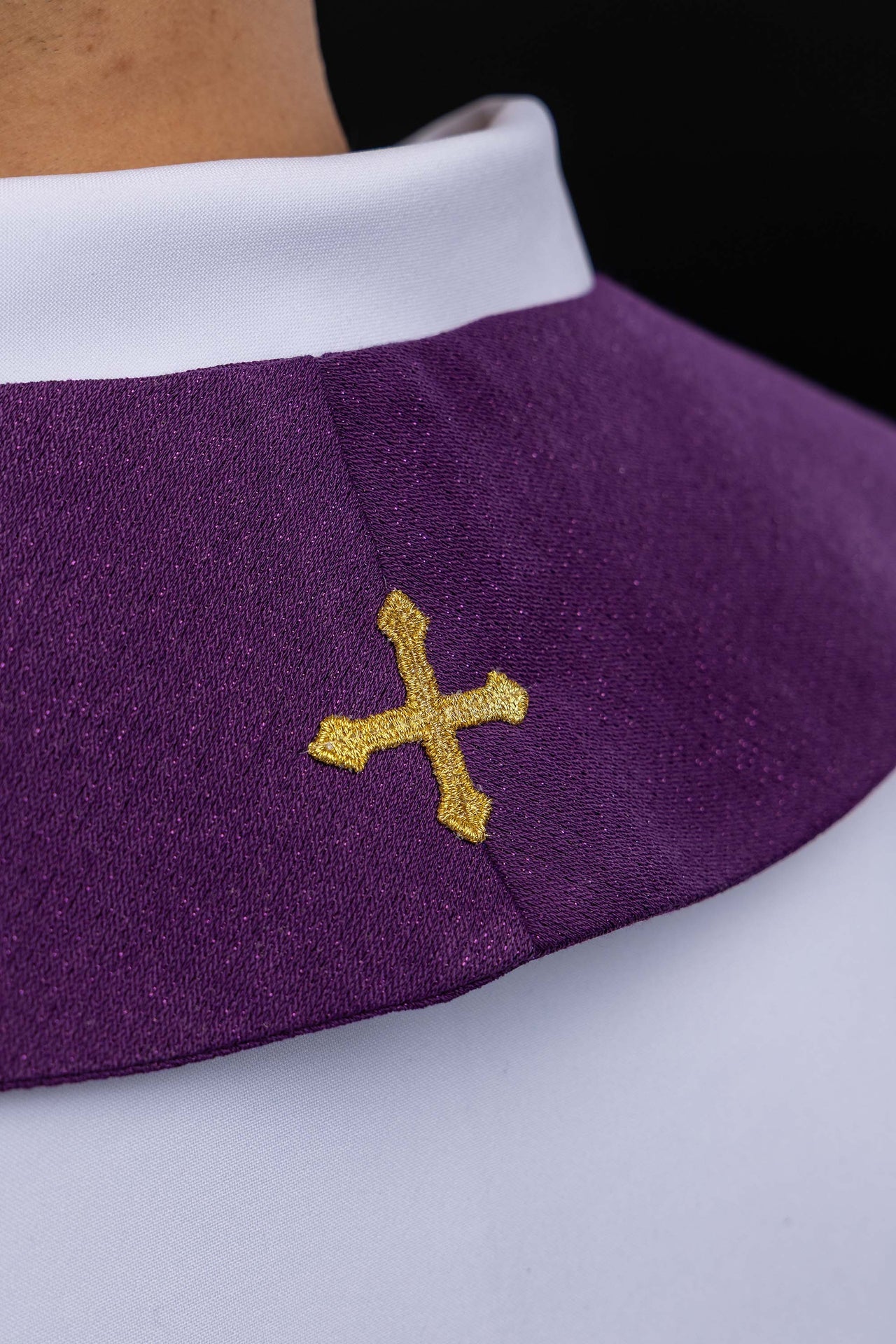 Embroidered Advent stole sewn from shiny fabric