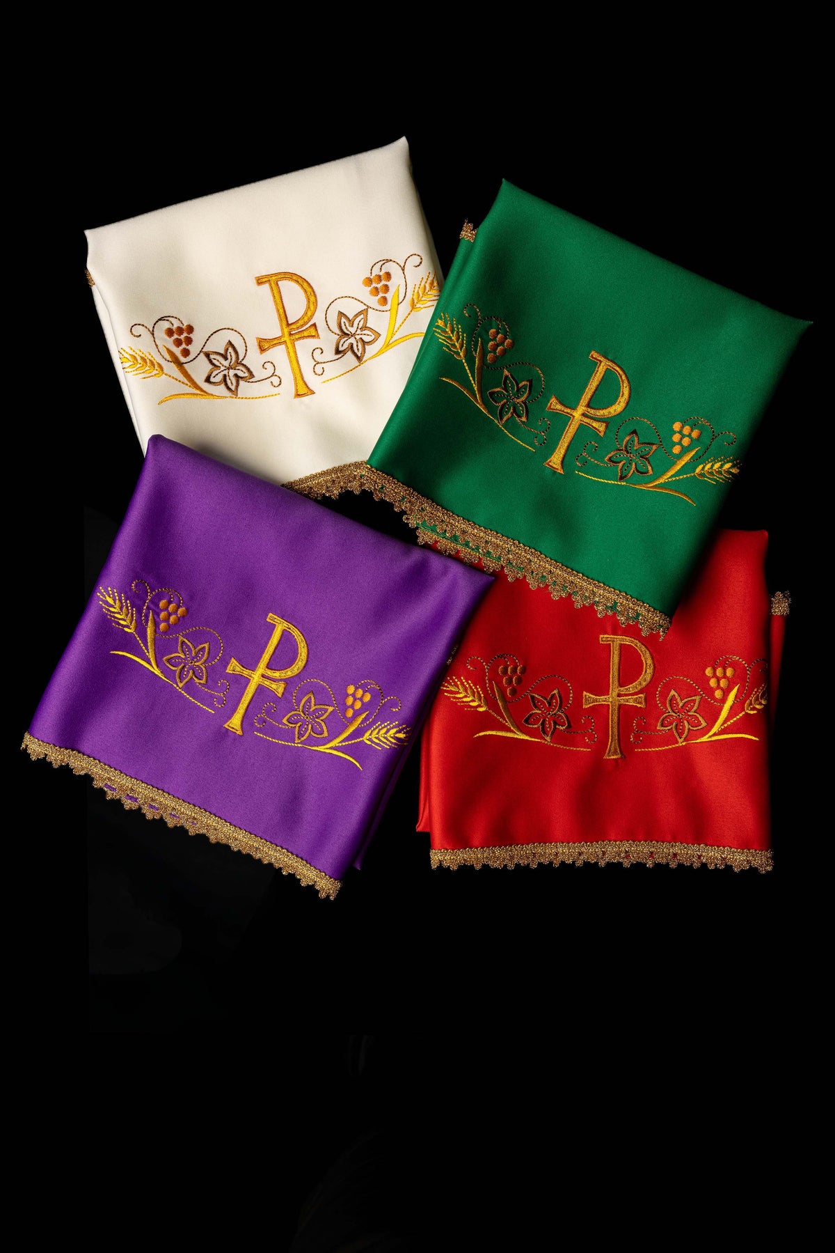 Set of Four Chalice Veils with PAX Motif