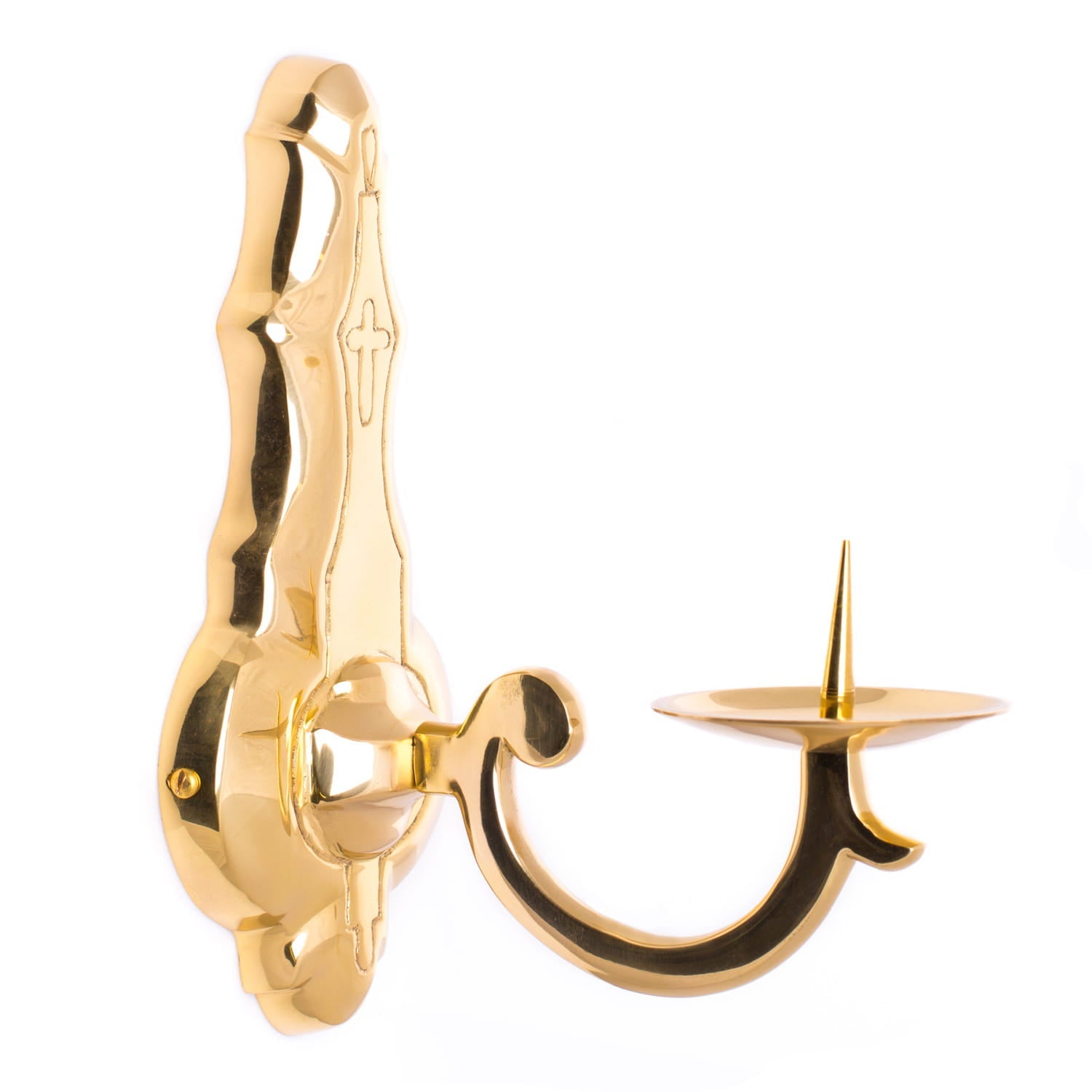 Brass Dedication Candle Holder (Wall-Mounted Candlestick) - CHASUBLES.COM