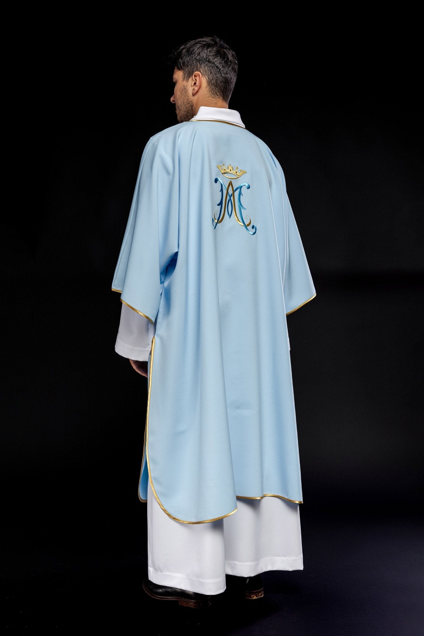 Blue dalmatic with Marian design KDL/090/06/12/D - HAFTINAUSA.COM