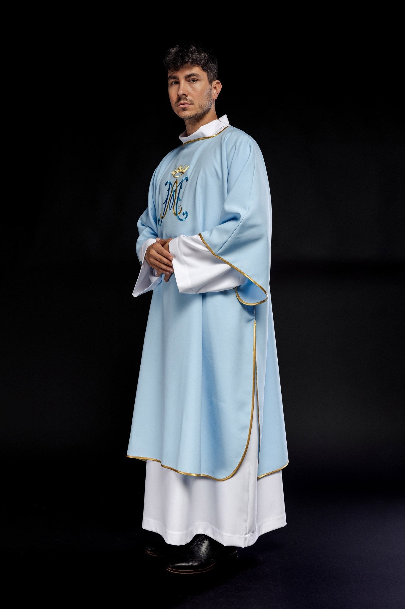 Blue dalmatic with Marian design KDL/090/06/12/D - HAFTINAUSA.COM