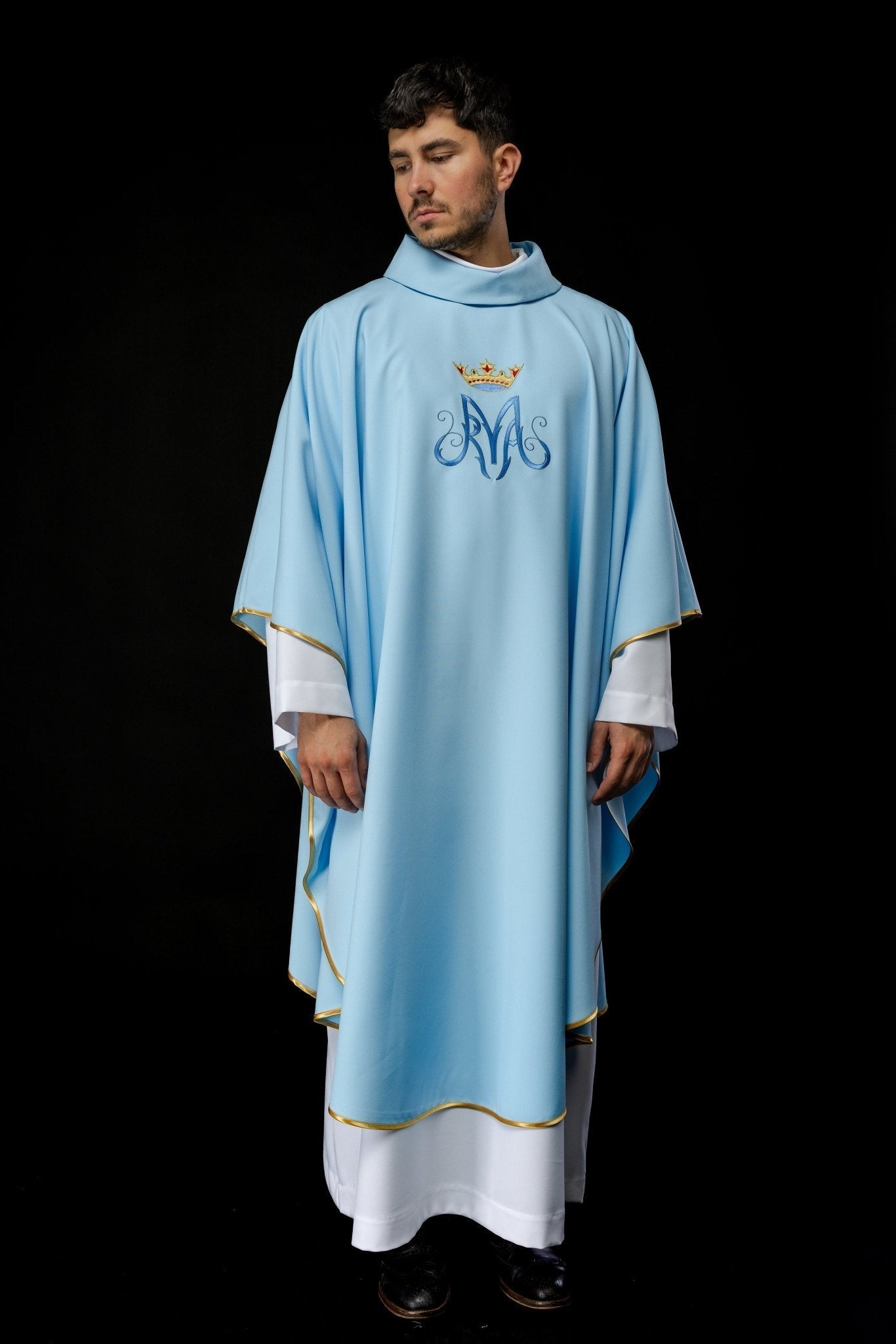 Blue Liturgical Marian Chasuble KOR/127/06/12 NIEBIESKI - HAFTINAUSA.COM