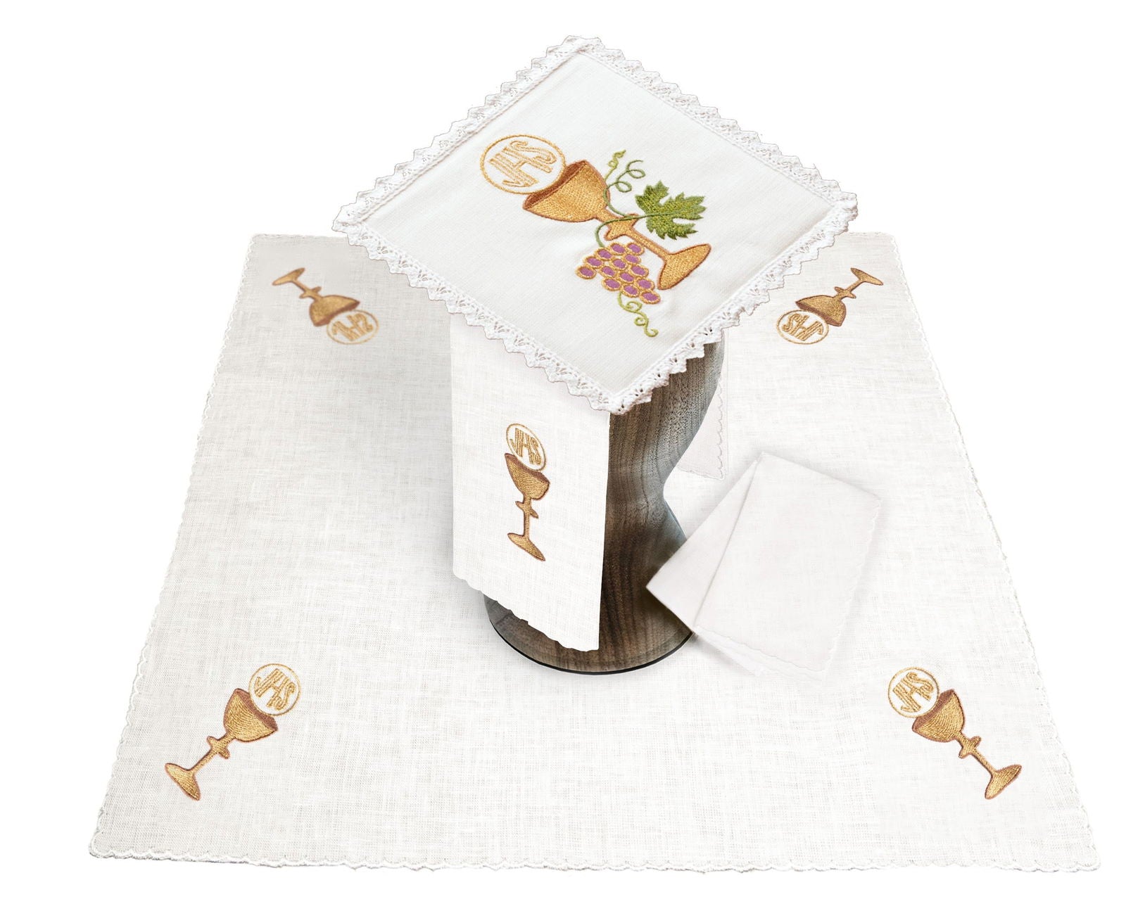 Chalice linen with embroidered chalice motif KKL/058/04/LEN - HAFTINAUSA.COM