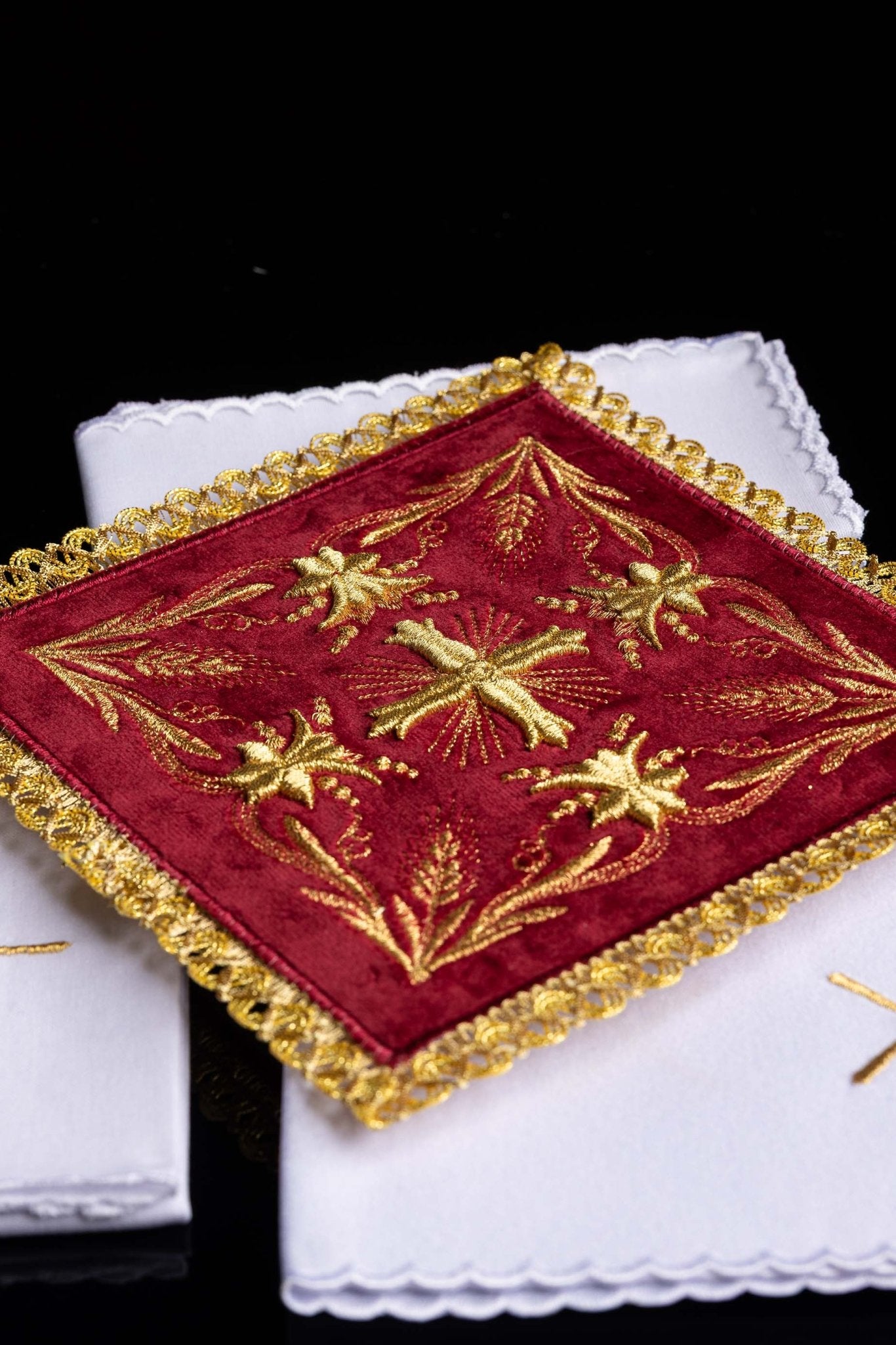 Chalice Linens Embroidered Burgundy Velvet KK/5001/C1 - CHASUBLES.COM