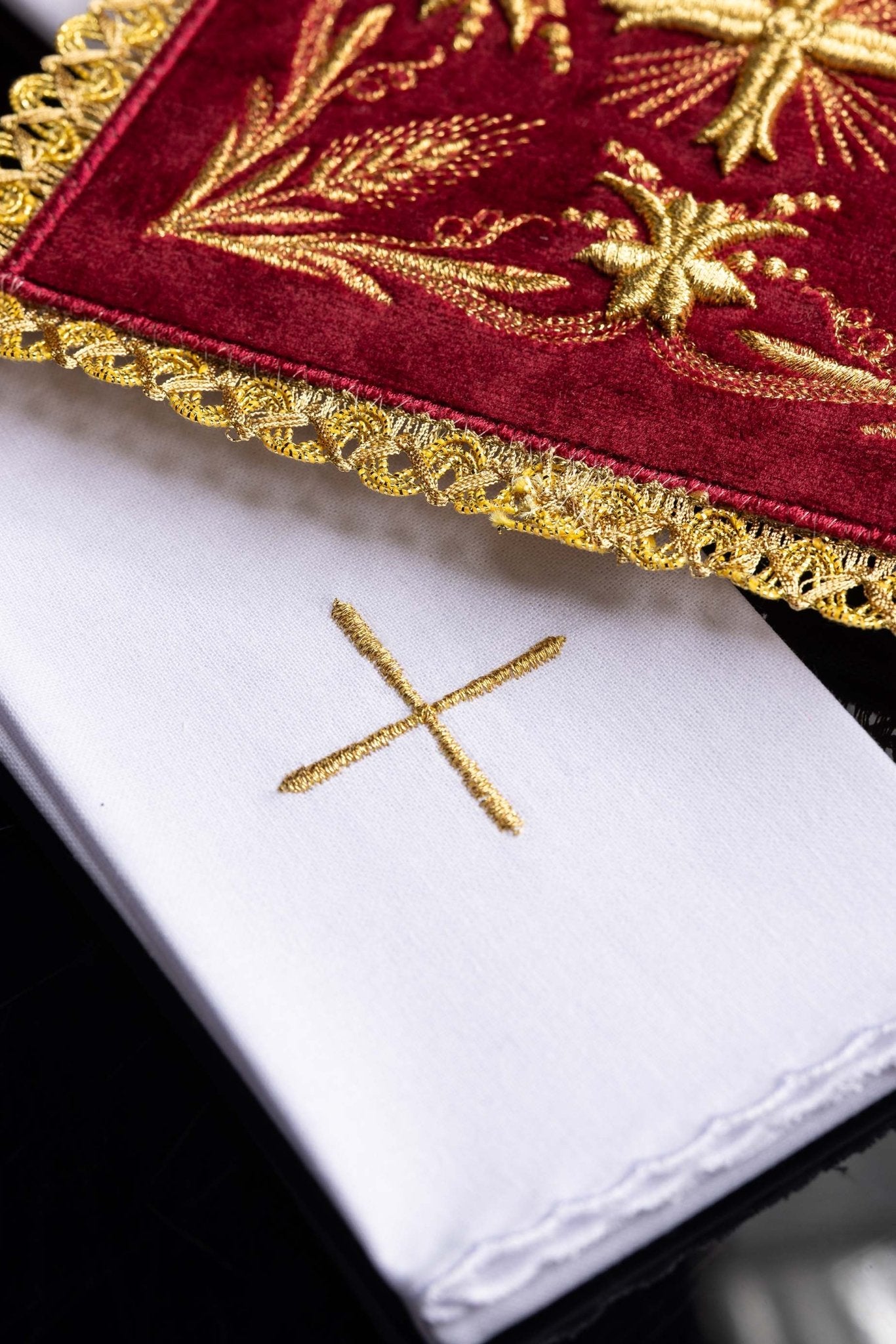 Chalice Linens Embroidered Burgundy Velvet KK/5001/C1 - CHASUBLES.COM