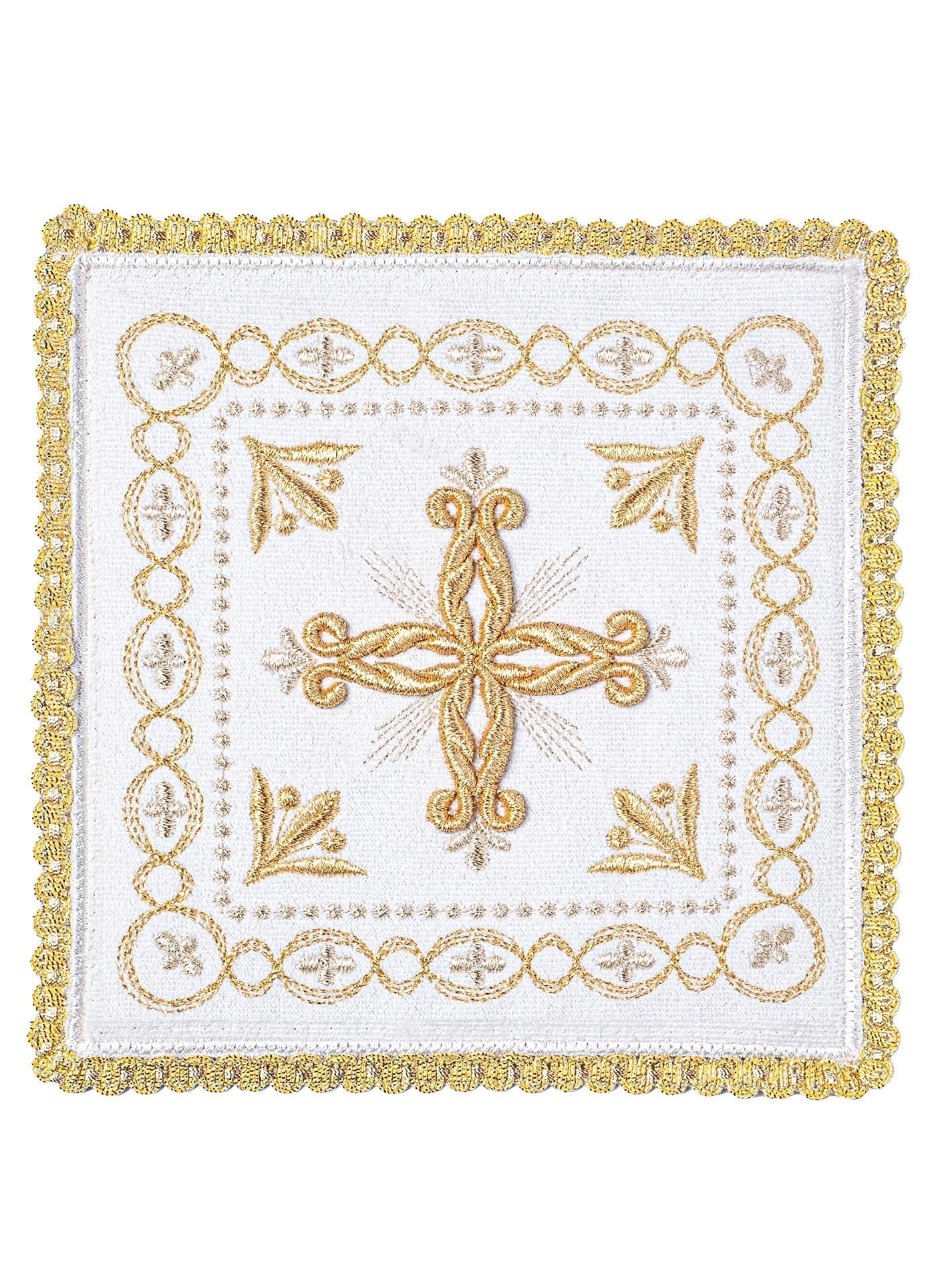 Chalice linens made of velvet in ecru with cross embroidery KK/5006/C2 - HAFTINAUSA.COM